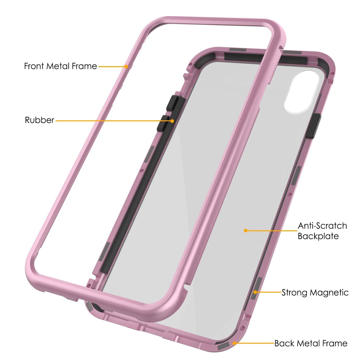 iPhone XS Max Case, Punkcase Magnetic Shield Protective TPU Cover W/ Tempered Glass Screen Protector [Pink]