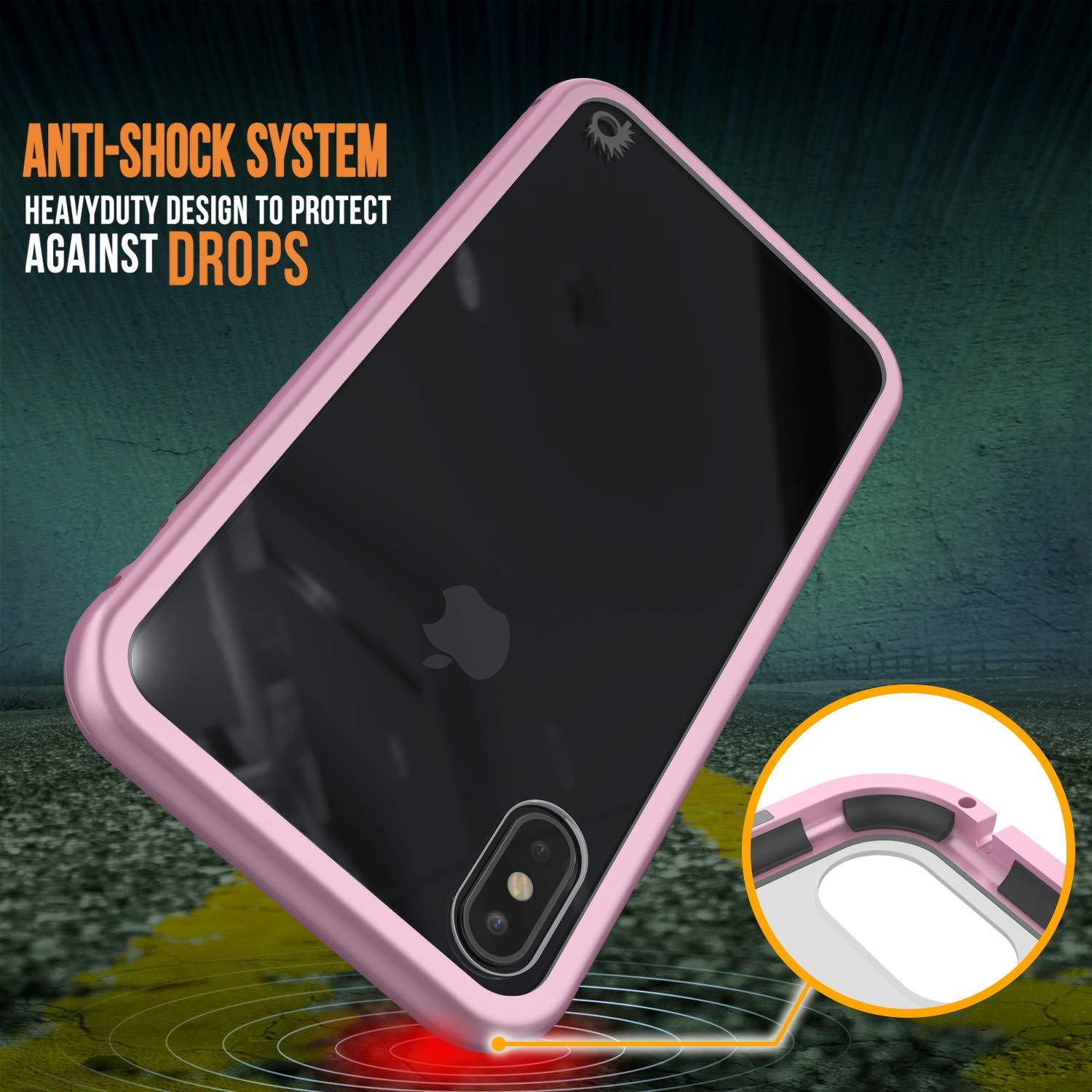 iPhone XS Max Case, Punkcase Magnetic Shield Protective TPU Cover W/ Tempered Glass Screen Protector [Pink]