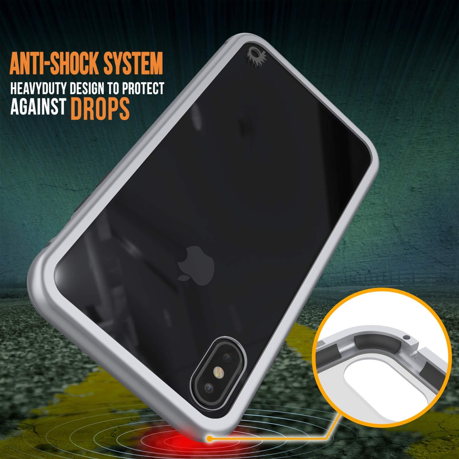 iPhone XS Max Case, Punkcase Magnetic Shield Protective TPU Cover W/ Tempered Glass Screen Protector [Silver]