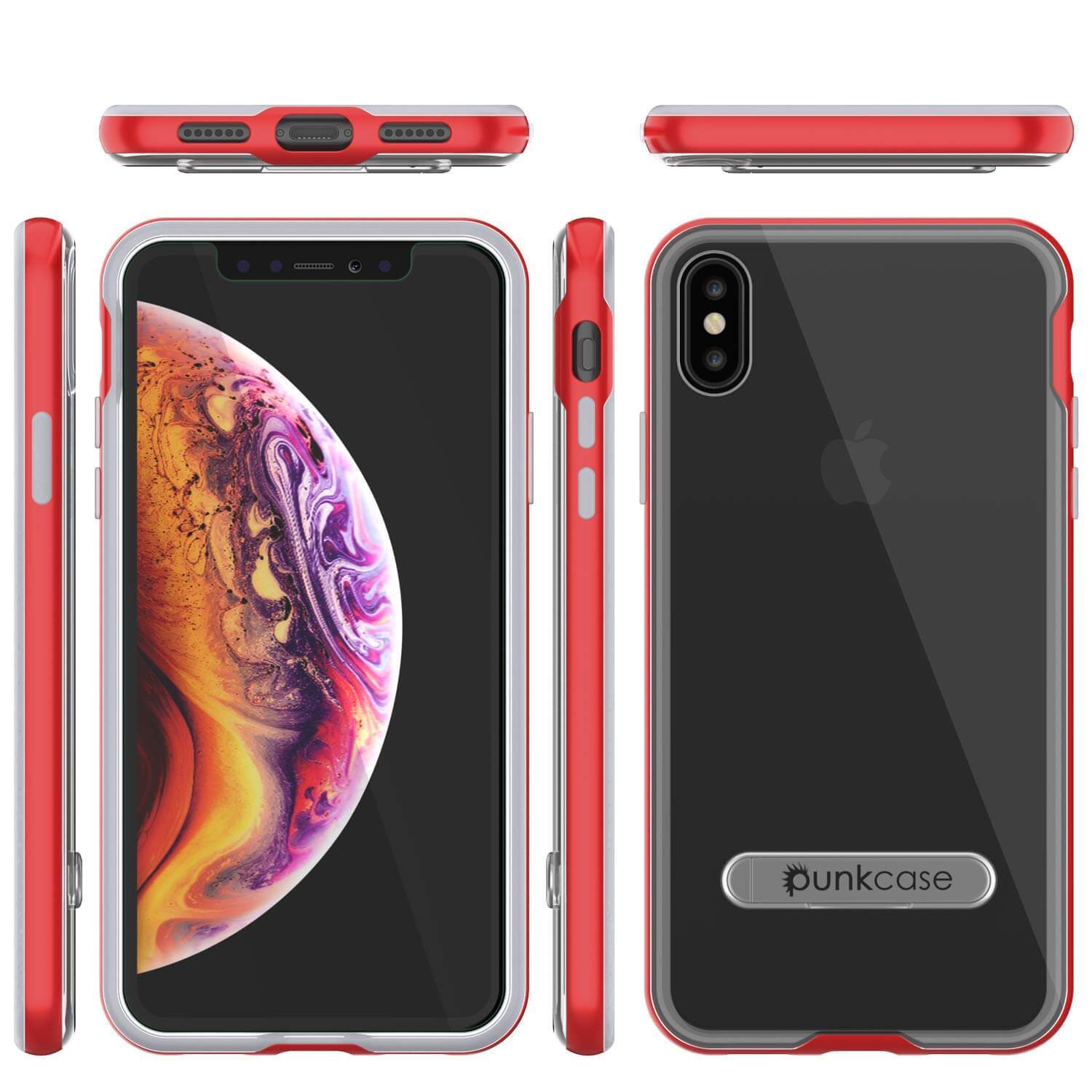 iPhone X Case, PUNKcase [LUCID 3.0 Series] [Slim Fit] Armor Cover w/ Integrated Screen Protector [Red]