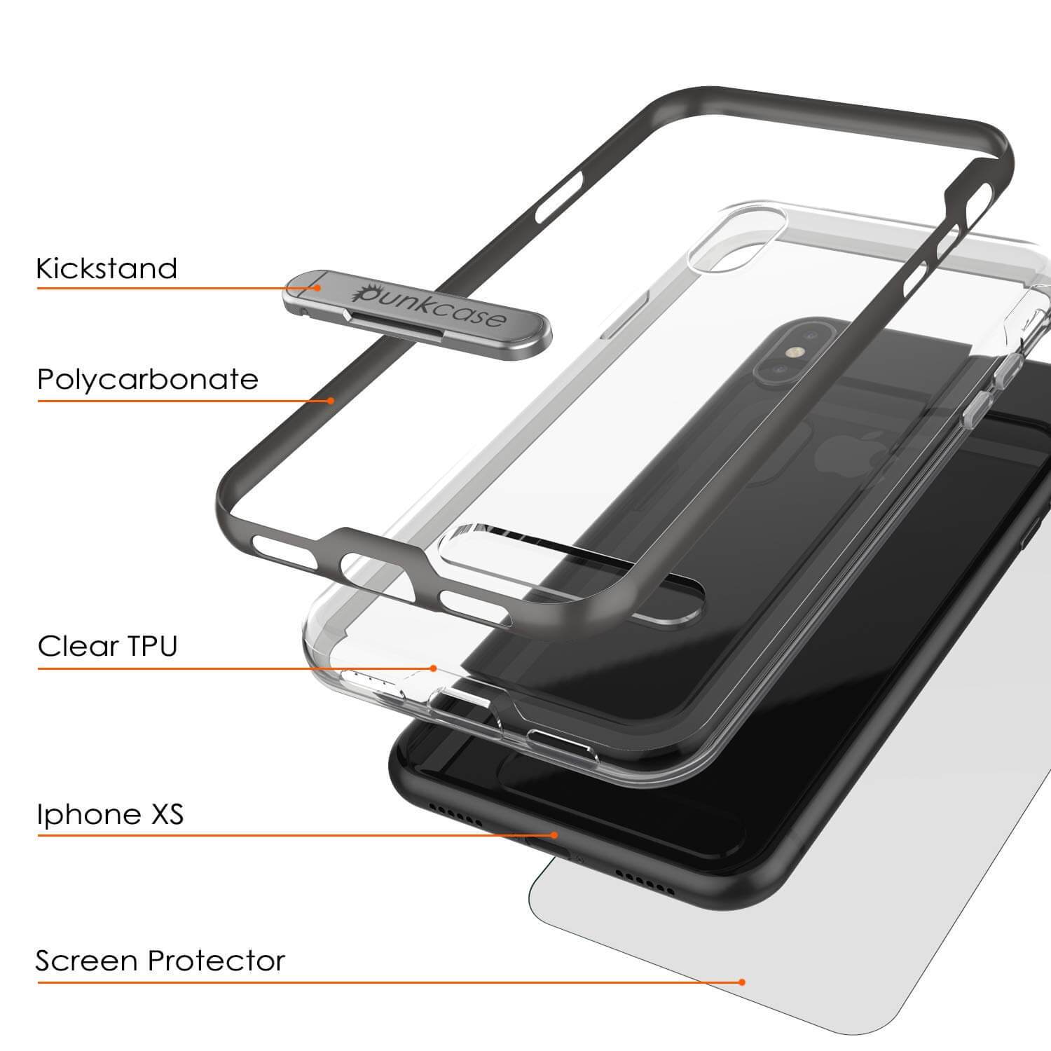 iPhone X Case, PUNKcase [LUCID 3.0 Series] [Slim Fit] Armor Cover w/ Integrated Screen Protector [Grey]