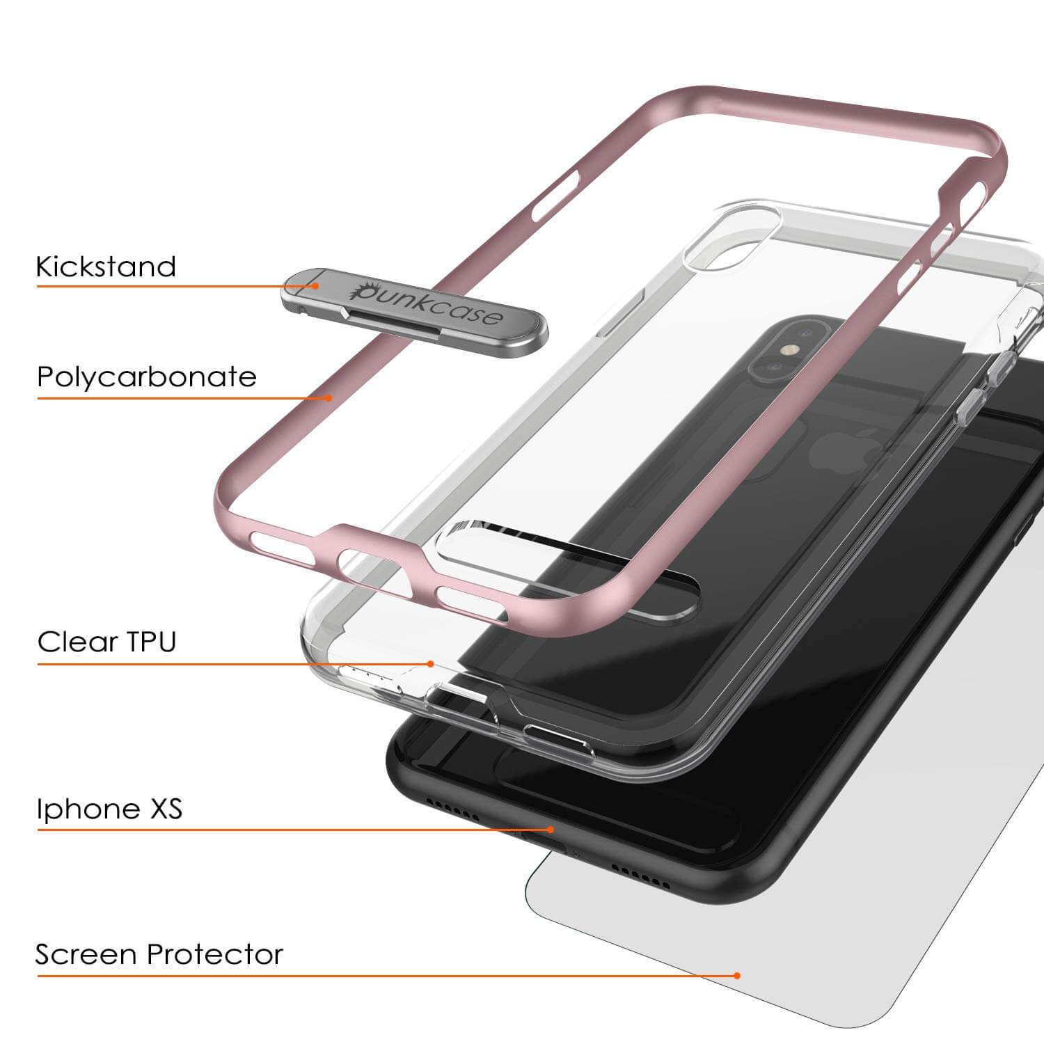 iPhone X Case, PUNKcase [LUCID 3.0 Series] [Slim Fit] Armor Cover w/ Integrated Screen Protector [Rose Gold]