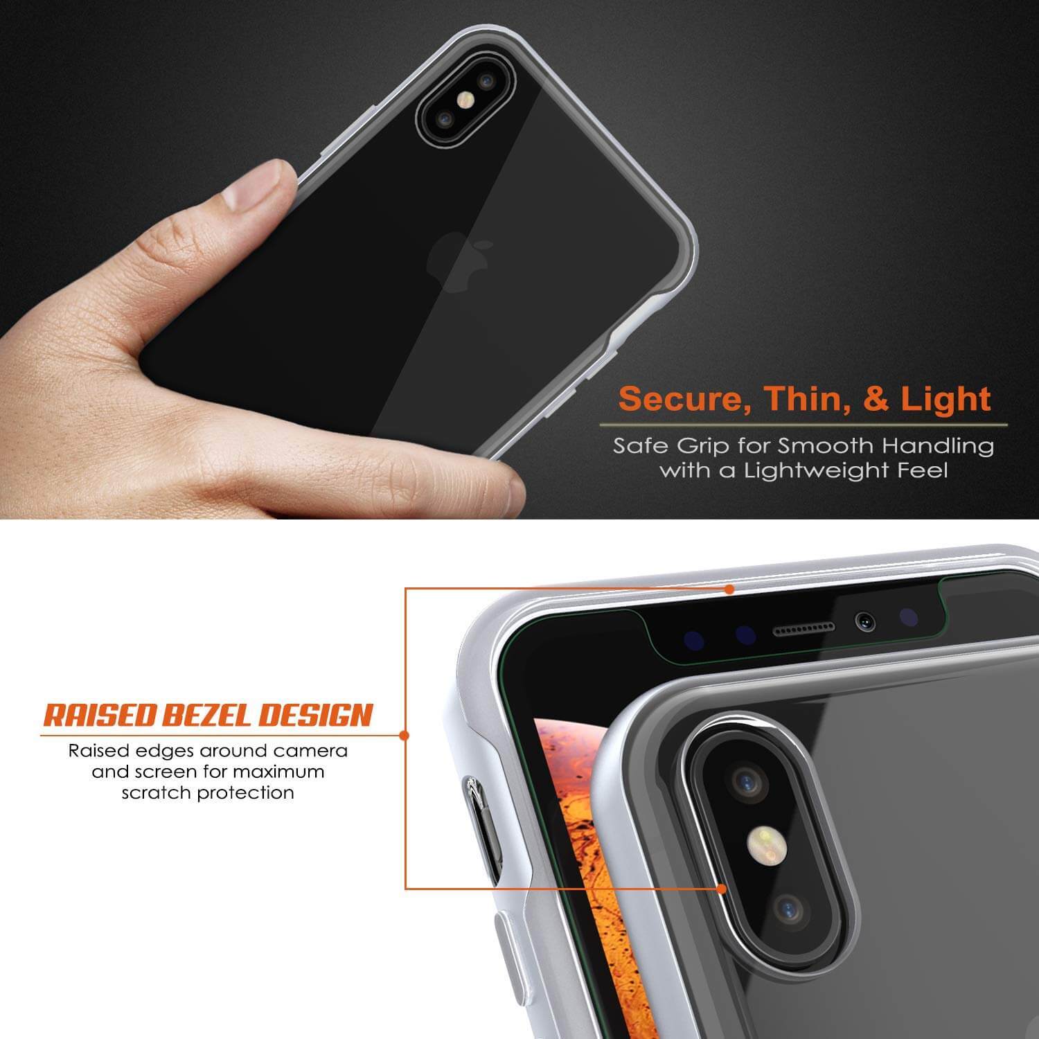iPhone X Case, PUNKcase [LUCID 3.0 Series] [Slim Fit] Armor Cover w/ Integrated Screen Protector [Silver]