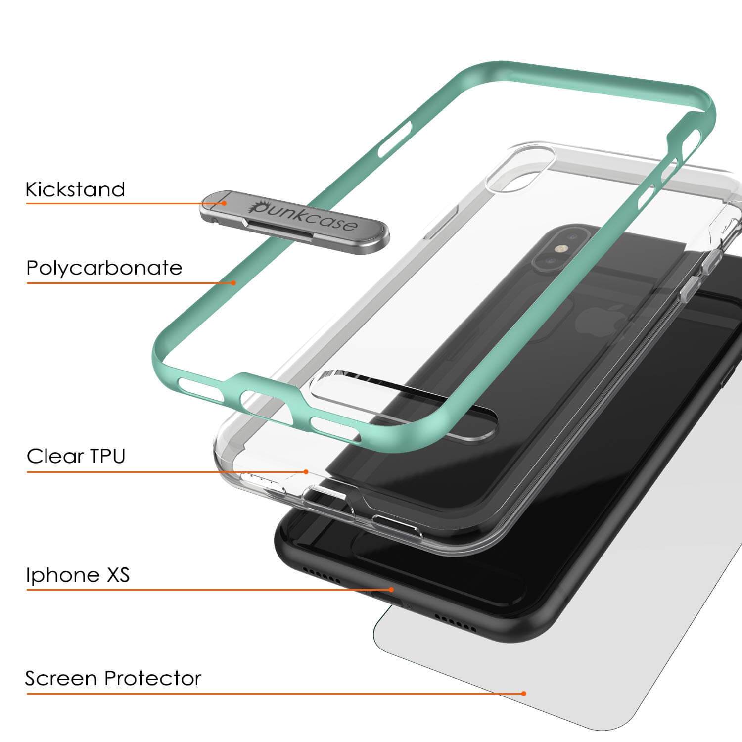 iPhone X Case, PUNKcase [LUCID 3.0 Series] [Slim Fit] Armor Cover w/ Integrated Screen Protector [Teal]