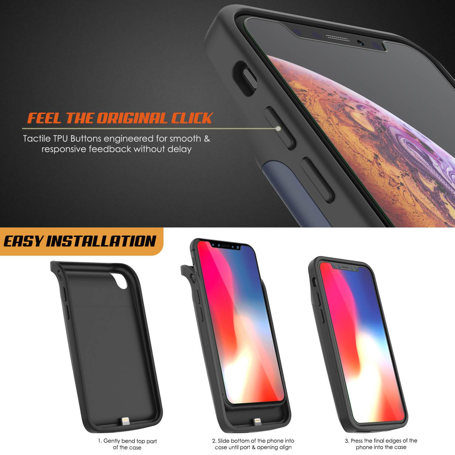 iphone XR Battery Case, PunkJuice 5000mAH Fast Charging Power Bank W/ Screen Protector | [Blue]