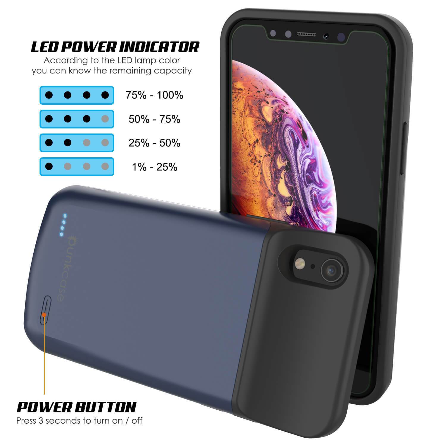 iPhone 11 Pro Battery Case, PunkJuice 5000mAH Fast Charging Power Bank W/ Screen Protector | [Blue]