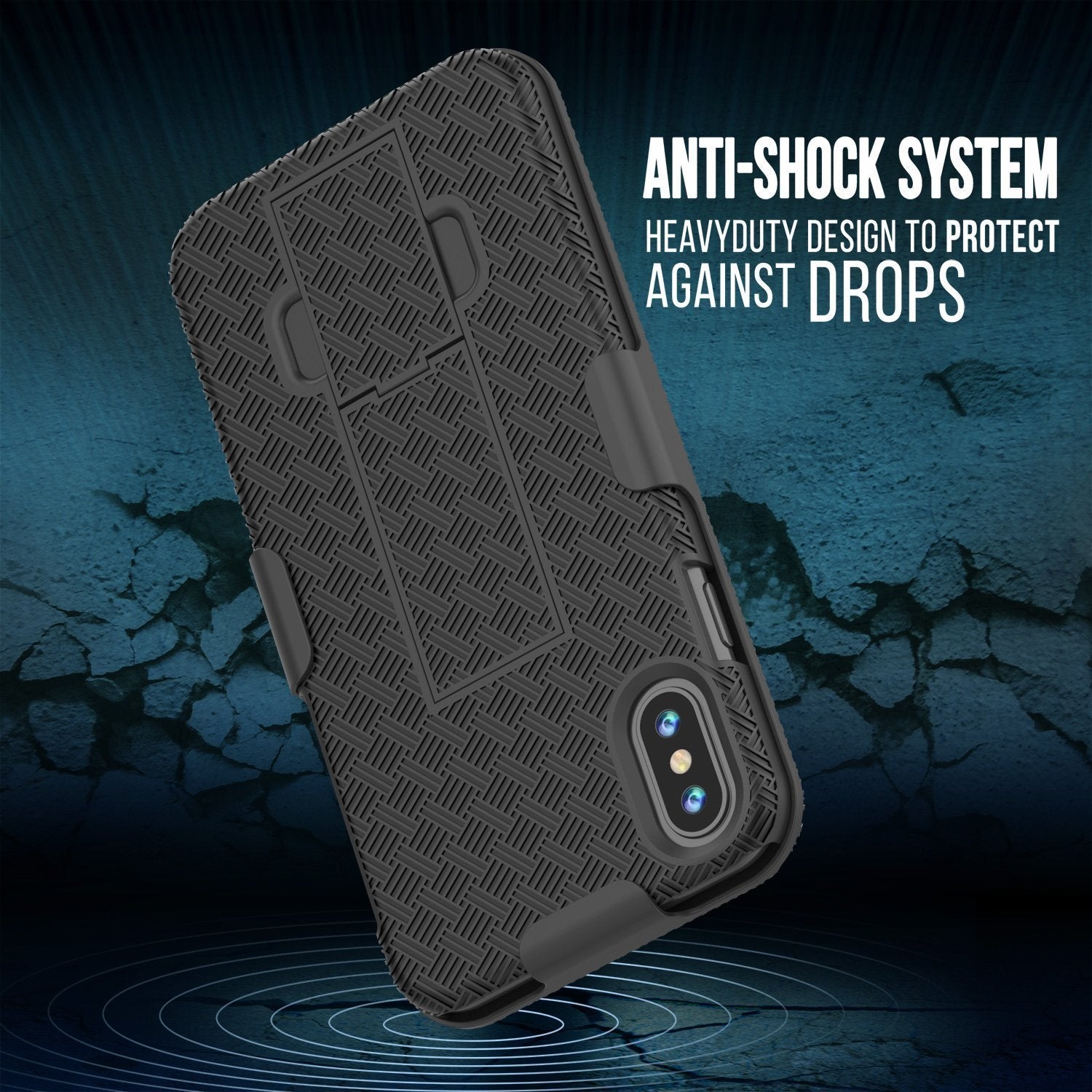 Punkcase iPhone XR Case With Tempered Glass Screen Protector, Holster Belt Clip & Built-In Kickstand [Black]