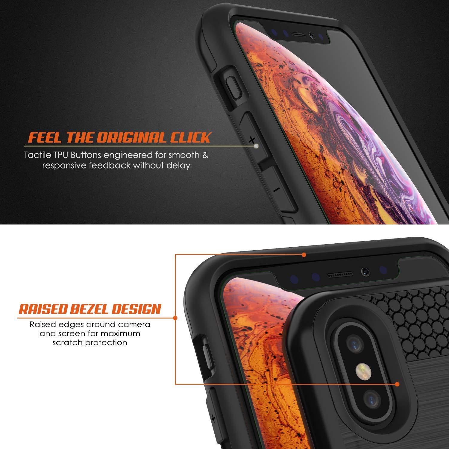 iPhone XS Case, PUNKcase [SLOT Series] Slim Fit Dual-Layer Armor Cover [Black]