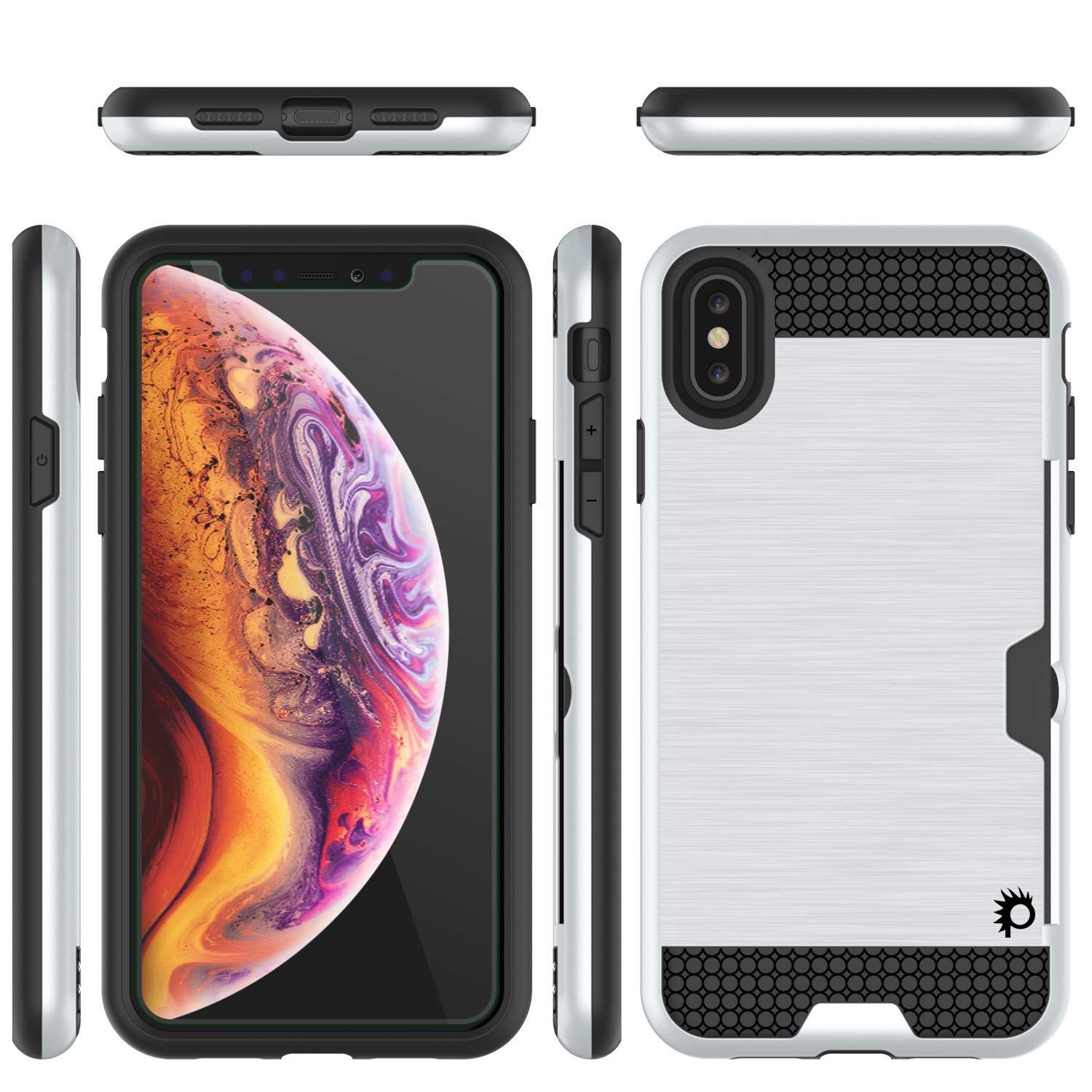 iPhone XS Case, PUNKcase [SLOT Series] Slim Fit Dual-Layer Armor Cover [White]