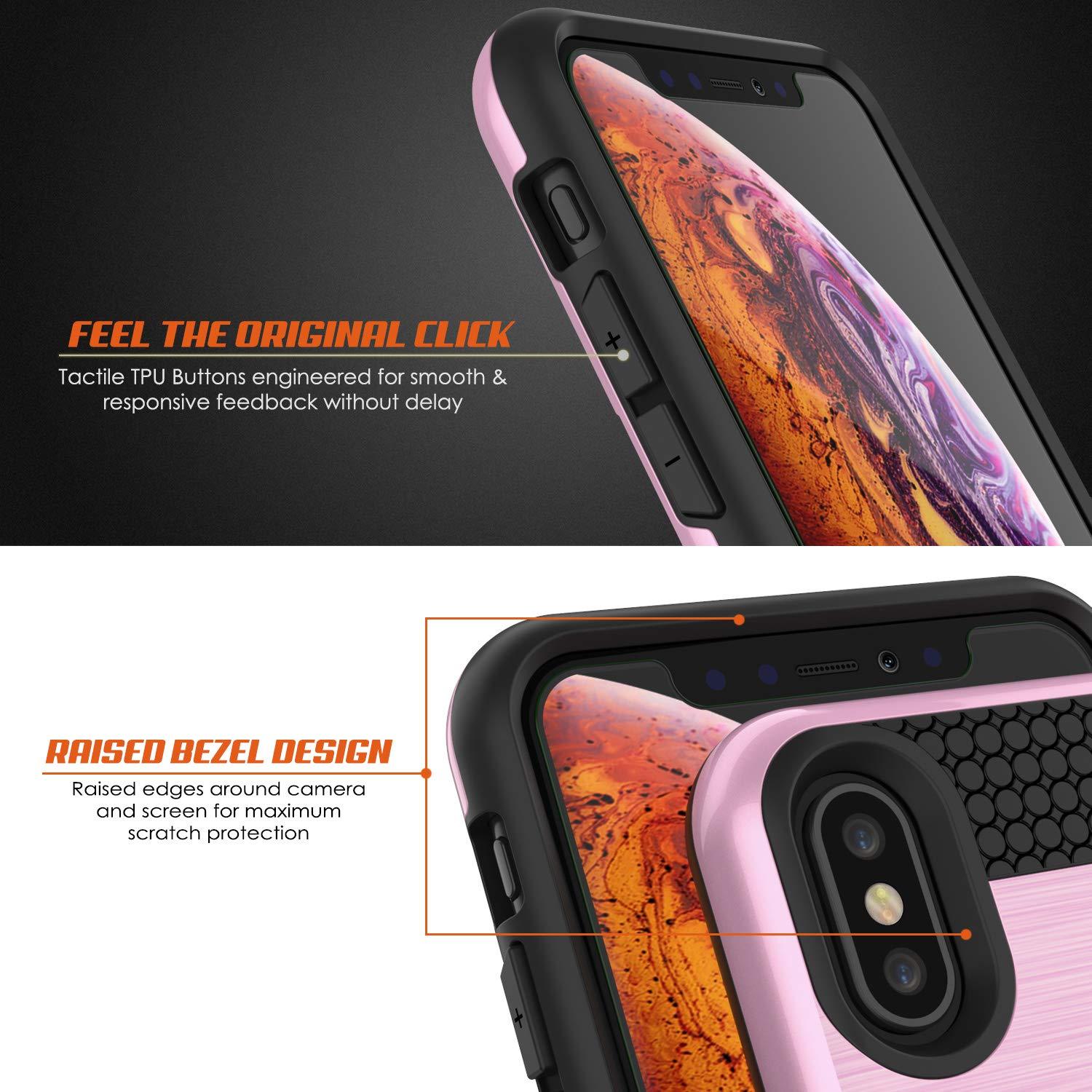 iPhone XS Case, PUNKcase [SLOT Series] Slim Fit Dual-Layer Armor Cover [Pink]
