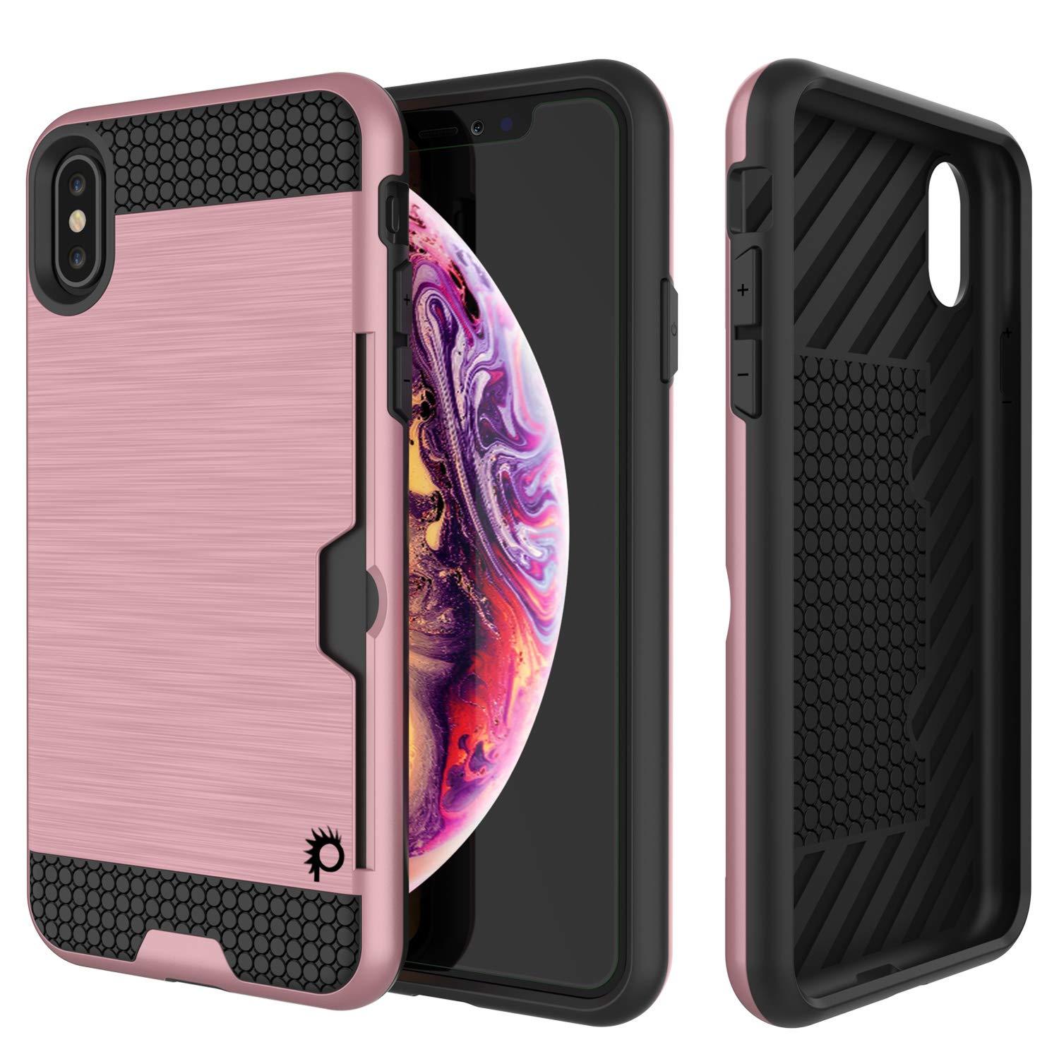 iPhone XS Case, PUNKcase [SLOT Series] Slim Fit Dual-Layer Armor Cover [Rose-Gold]