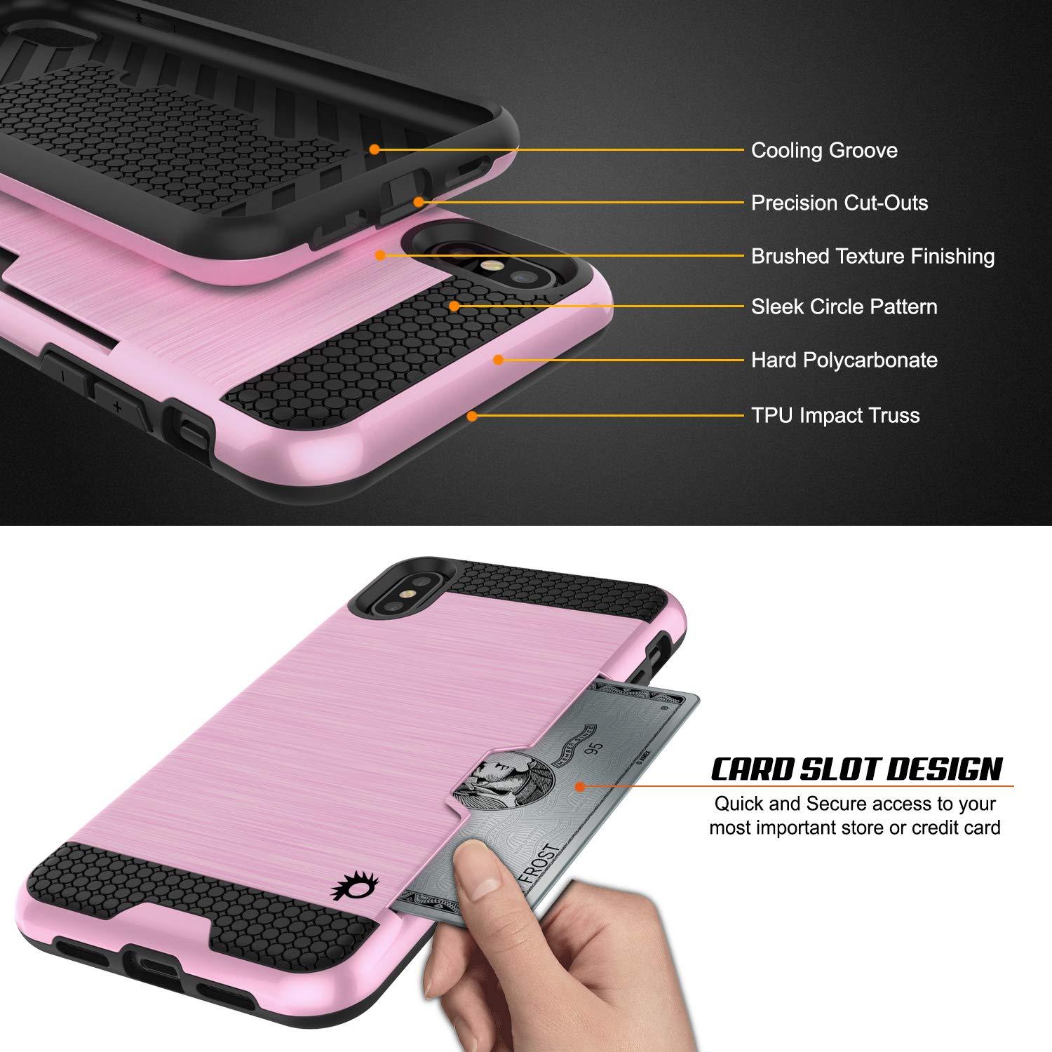 iPhone XS Case, PUNKcase [SLOT Series] Slim Fit Dual-Layer Armor Cover [Pink]