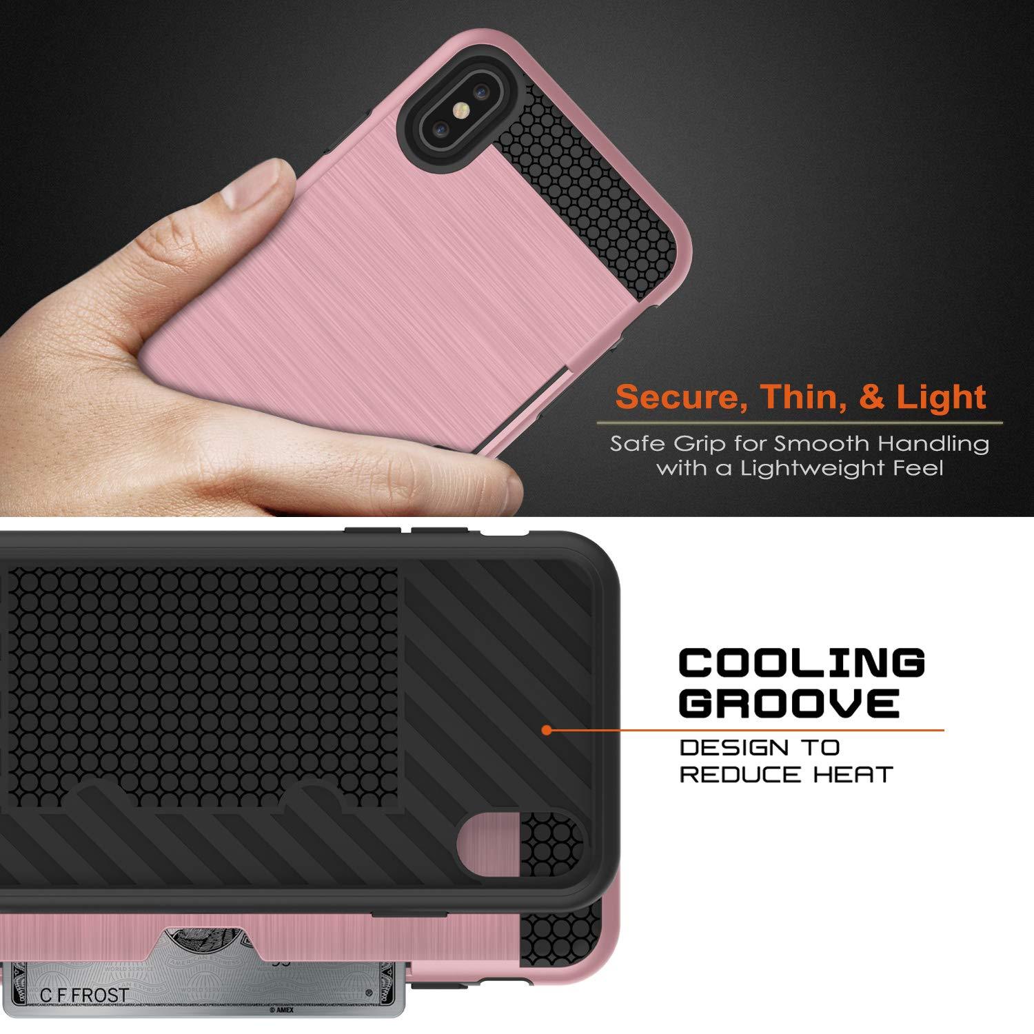 iPhone XS Case, PUNKcase [SLOT Series] Slim Fit Dual-Layer Armor Cover [Rose-Gold]