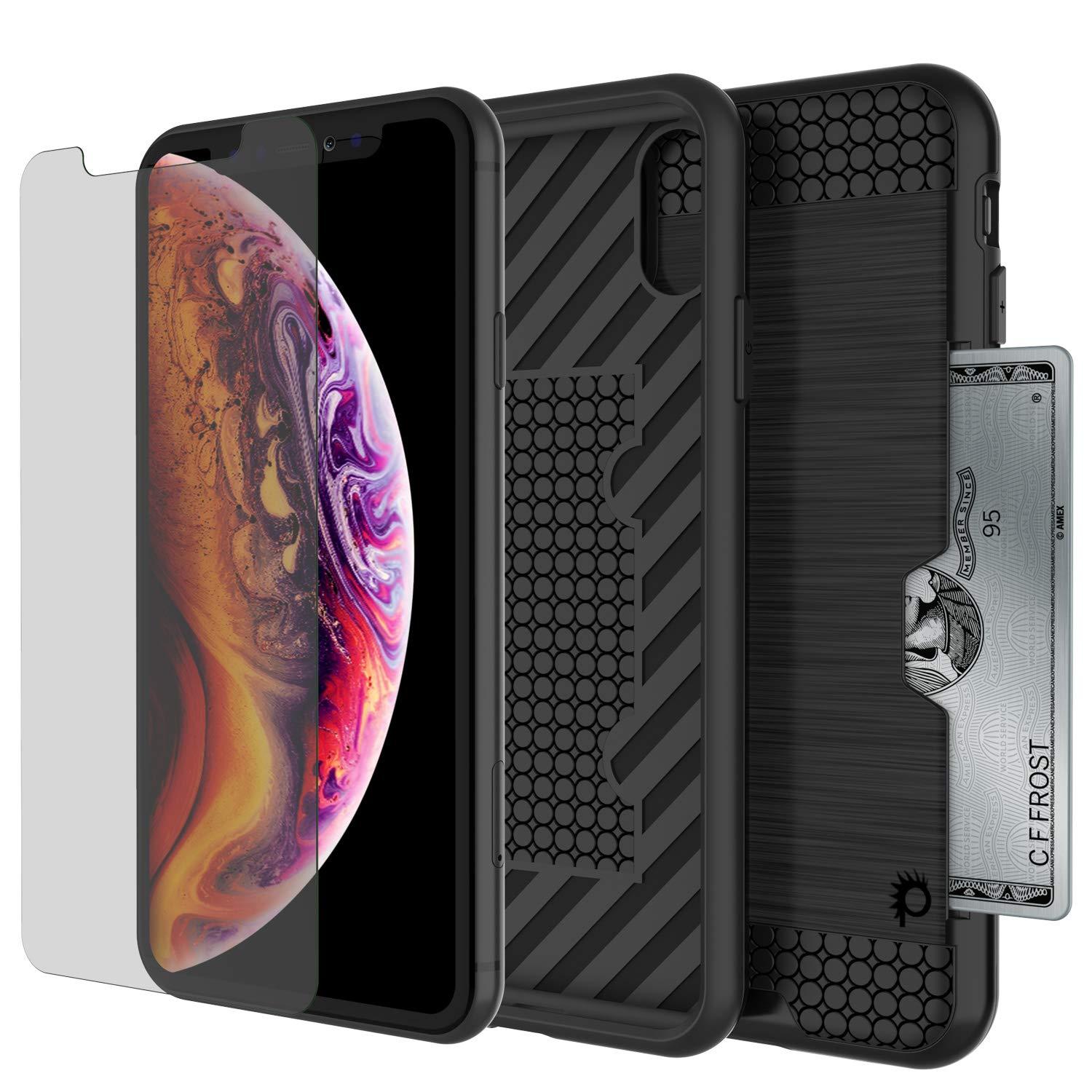 iPhone XS Case, PUNKcase [SLOT Series] Slim Fit Dual-Layer Armor Cover [Black]