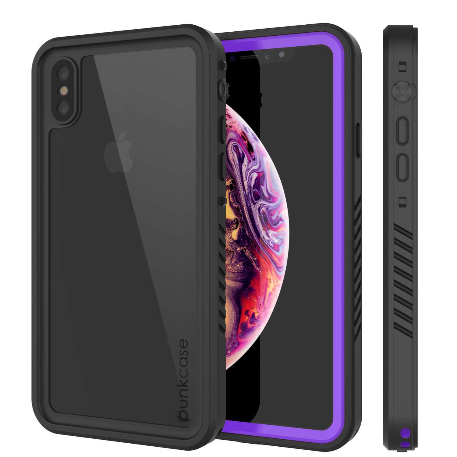 iPhone XS Waterproof Case, Punkcase [Extreme Series] Armor Cover W/ Built In Screen Protector [Purple]