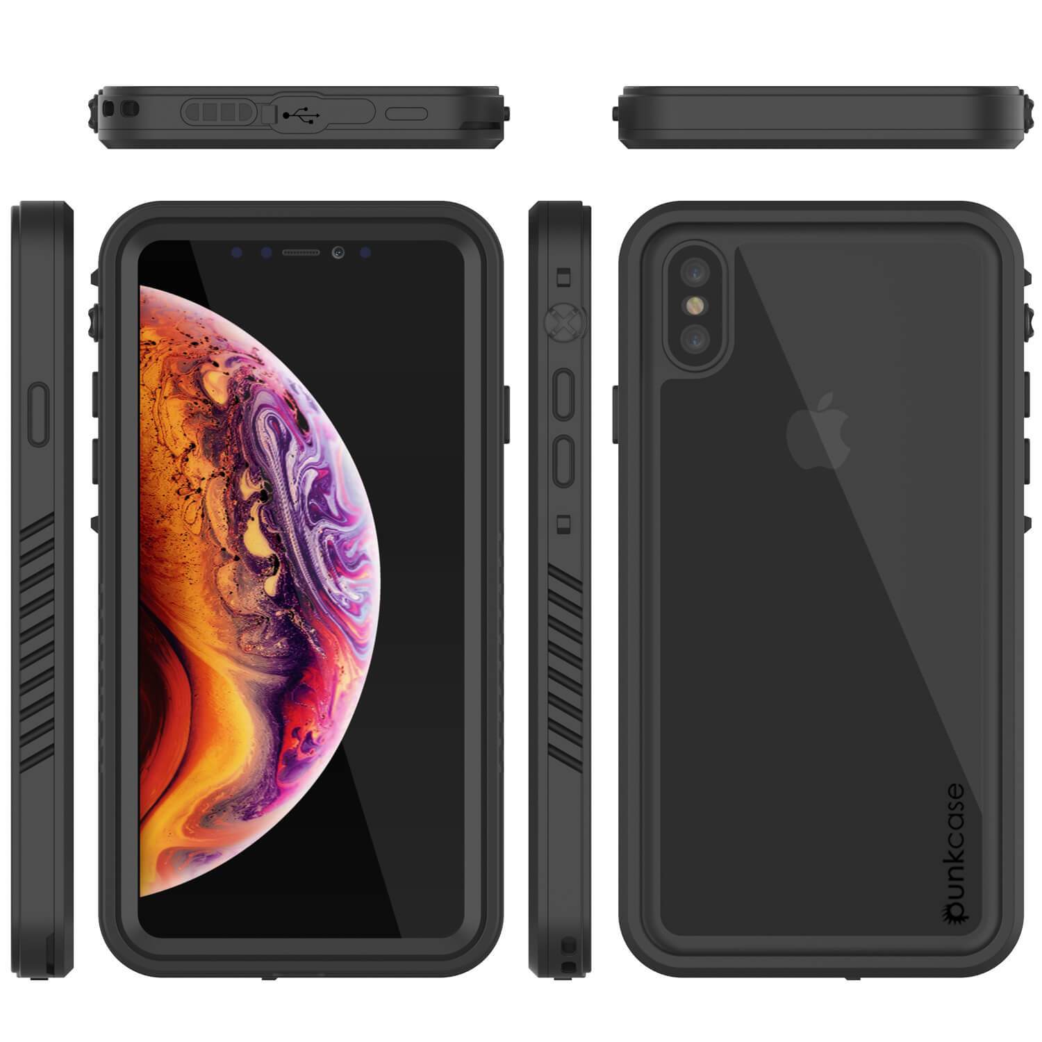 iPhone XS Waterproof Case, Punkcase [Extreme Series] Armor Cover W/ Built In Screen Protector [Black]