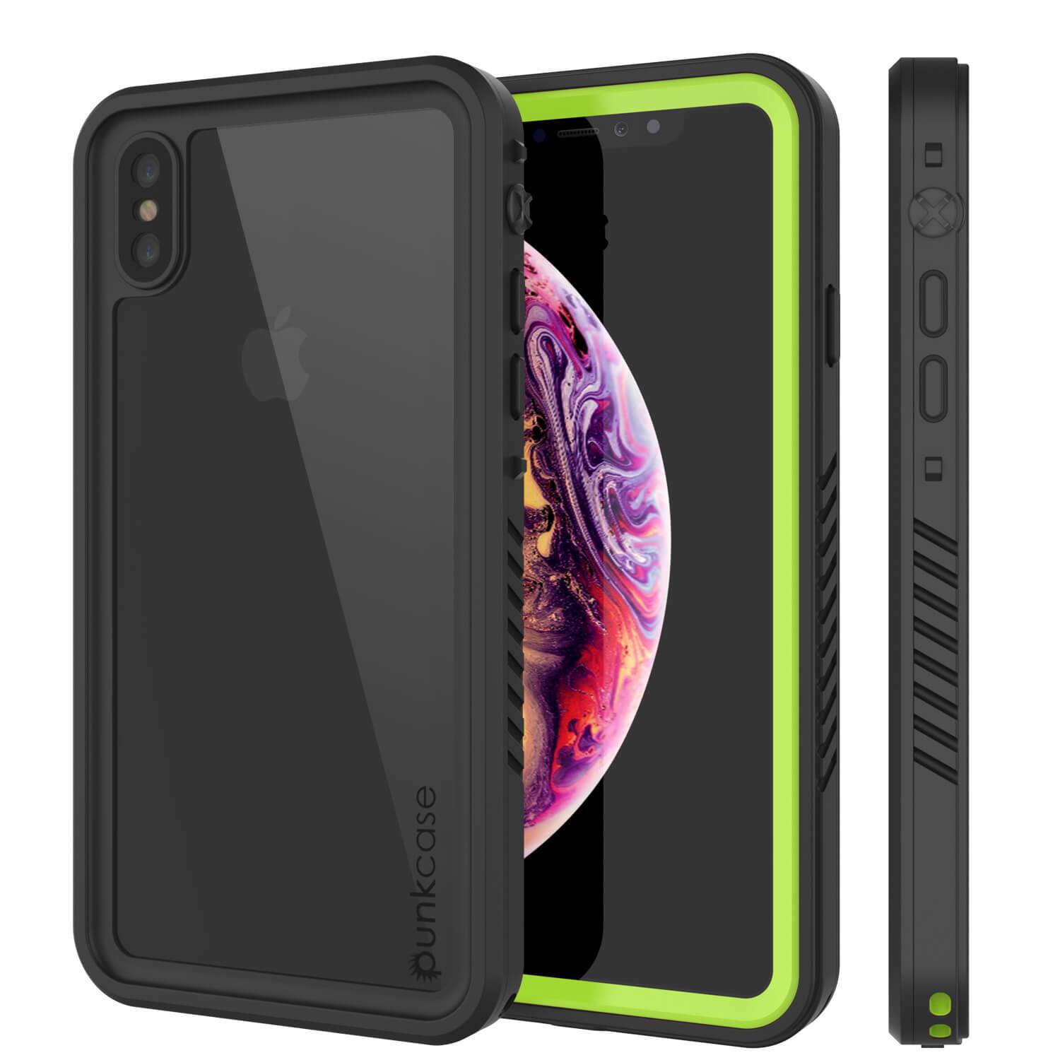 iPhone XS Waterproof Case, Punkcase [Extreme Series] Armor Cover W/ Built In Screen Protector [Light Green]