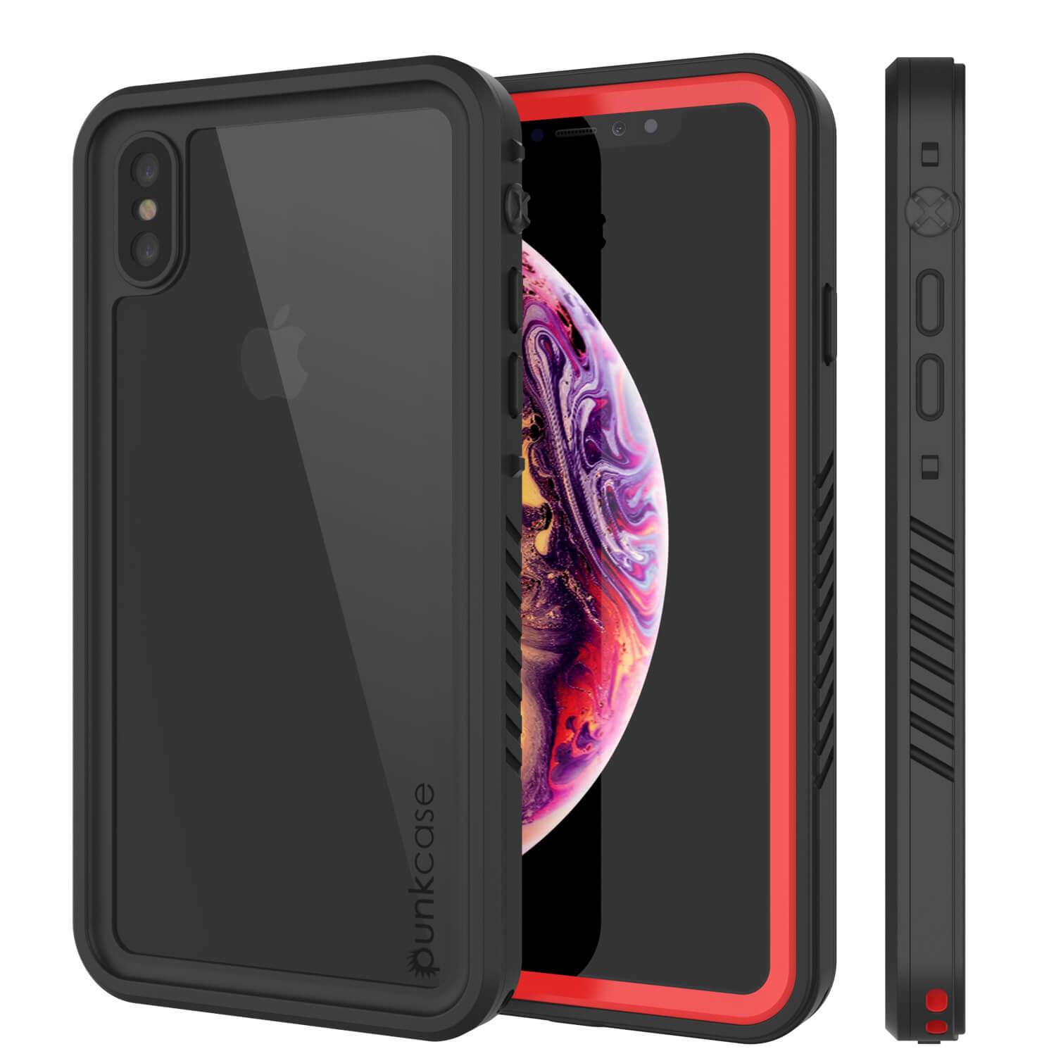 iPhone XS Waterproof Case, Punkcase [Extreme Series] Armor Cover W/ Built In Screen Protector [Red]