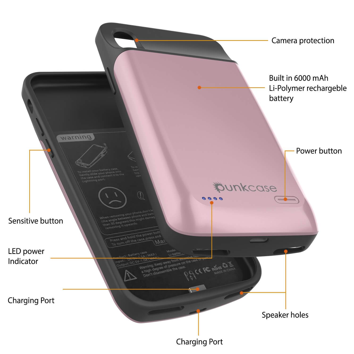iphone XS Max Battery Case, PunkJuice 5000mAH Fast Charging Power Bank W/ Screen Protector | [Rose-Gold]