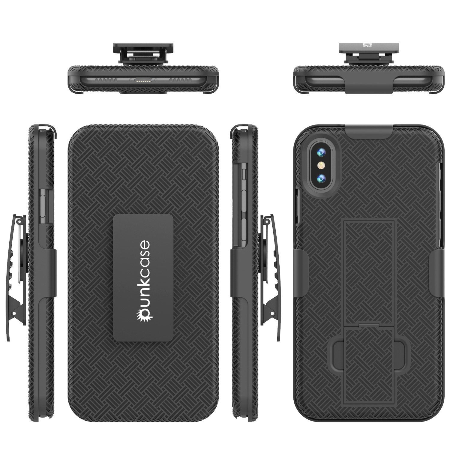 Punkcase iPhone XS Case With Tempered Glass Screen Protector, Holster Belt Clip & Built-In Kickstand [Black]