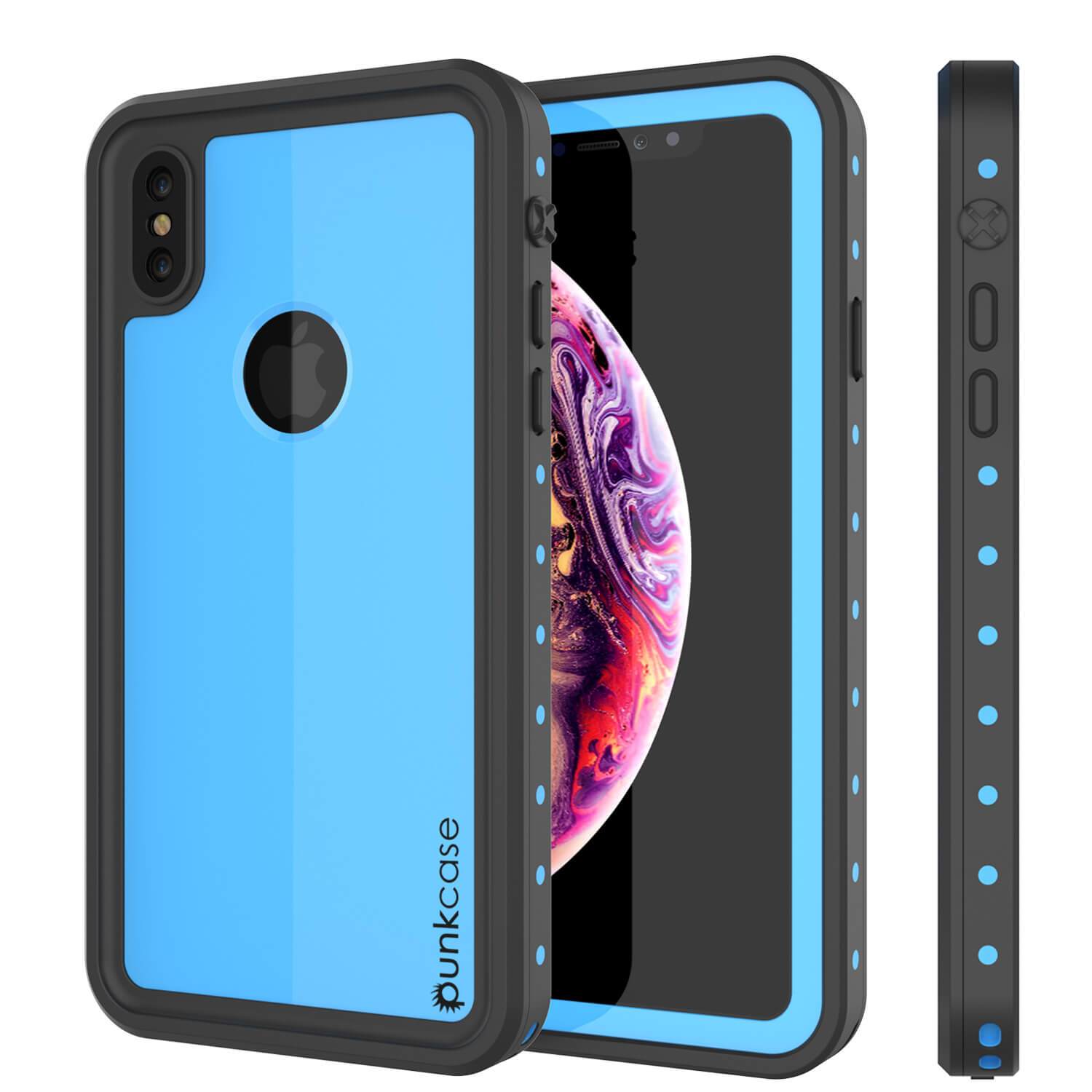 iPhone XS Waterproof IP68 Case, Punkcase [Light blue] [StudStar Series] [Slim Fit] [Dirtproof]