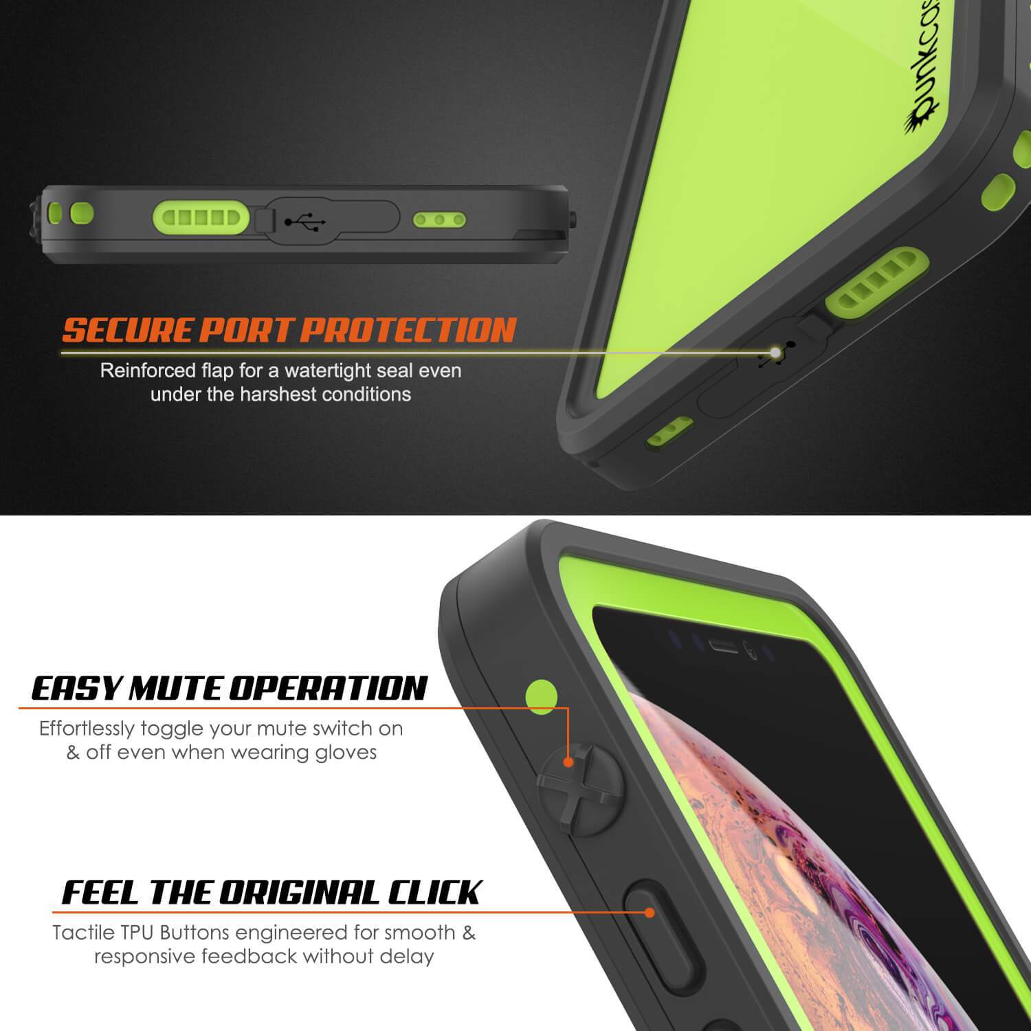 iPhone XS Waterproof IP68 Case, Punkcase [Light green] [StudStar Series] [Slim Fit] [Dirtproof]