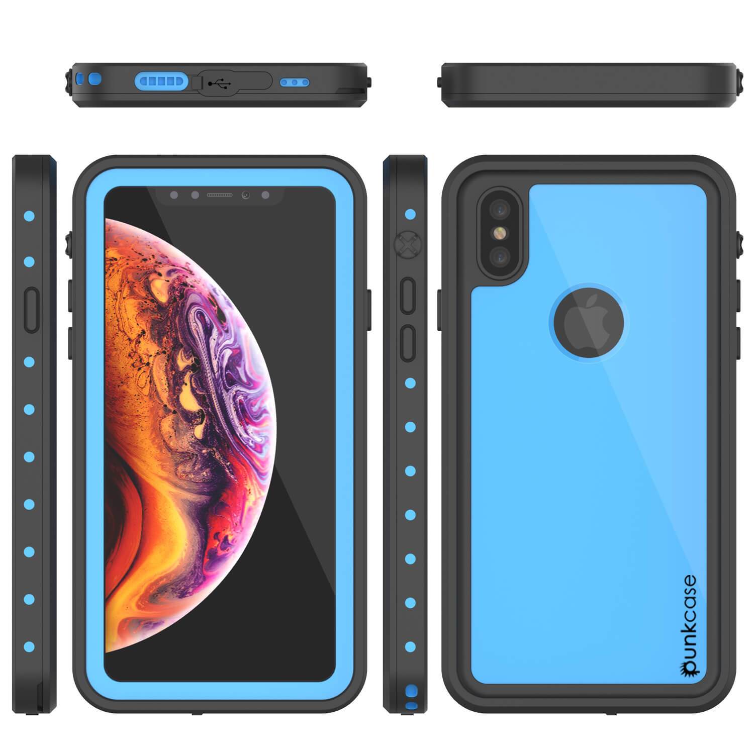 iPhone XS Waterproof IP68 Case, Punkcase [Light blue] [StudStar Series] [Slim Fit] [Dirtproof]