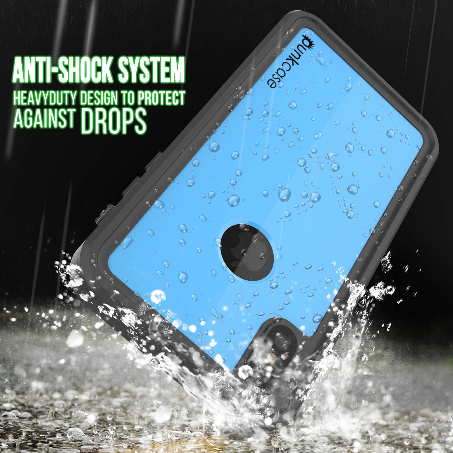 iPhone XS Waterproof IP68 Case, Punkcase [Light blue] [StudStar Series] [Slim Fit] [Dirtproof]