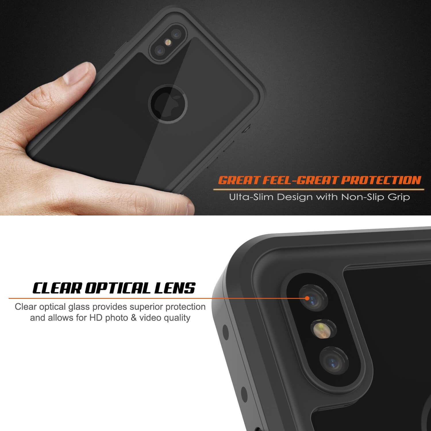 iPhone XS Waterproof IP68 Case, Punkcase [Clear] [StudStar Series] [Slim Fit] [Dirtproof]