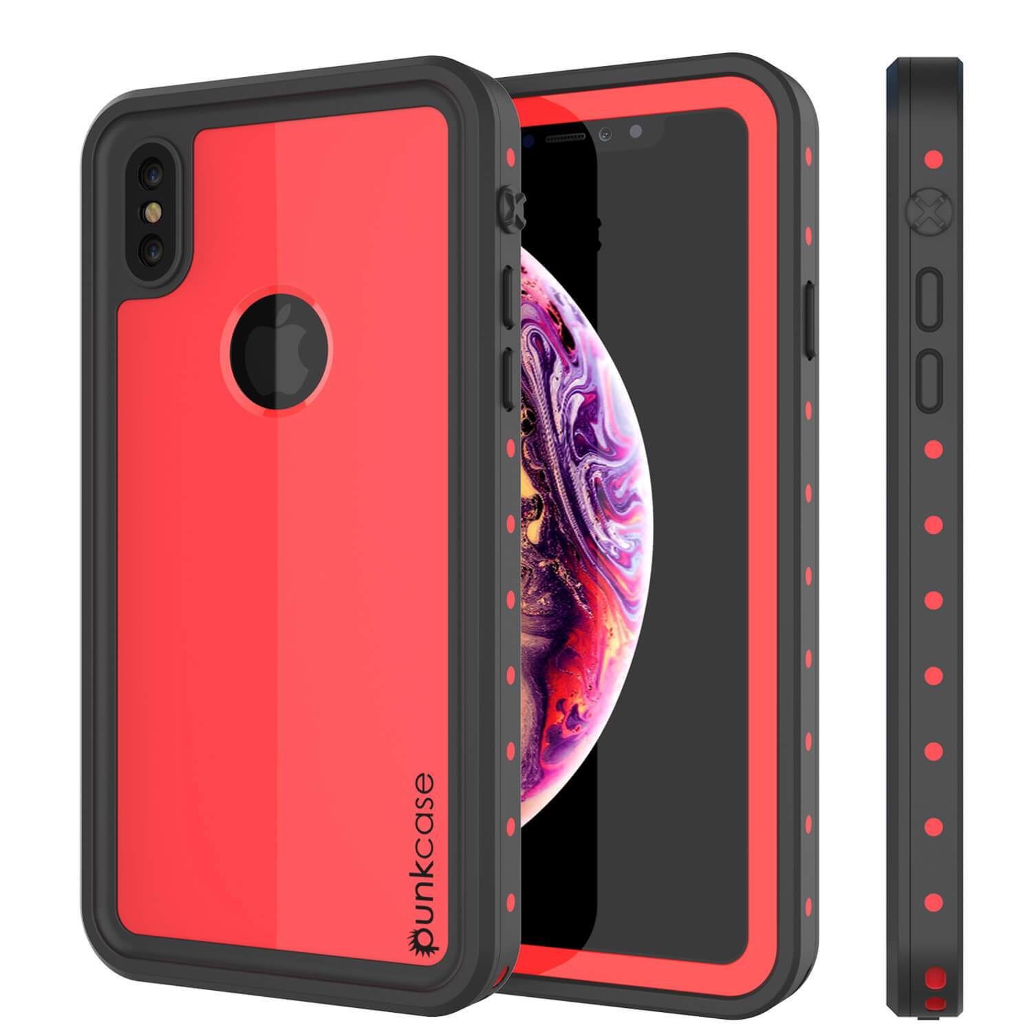 iPhone XS Waterproof IP68 Case, Punkcase [Red] [StudStar Series] [Slim Fit] [Dirtproof]