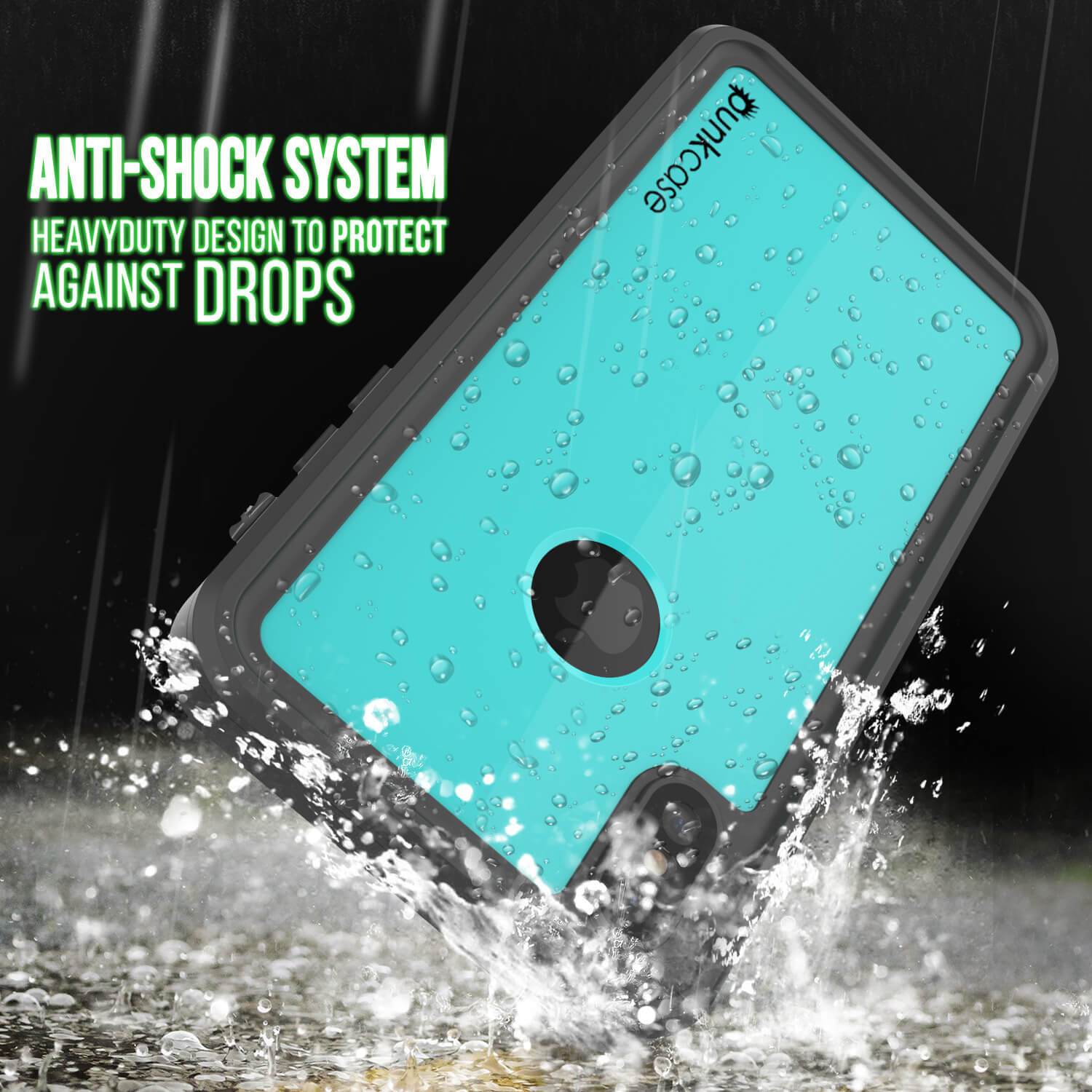 iPhone XS Waterproof IP68 Case, Punkcase [Teal] [StudStar Series] [Slim Fit] [Dirtproof]