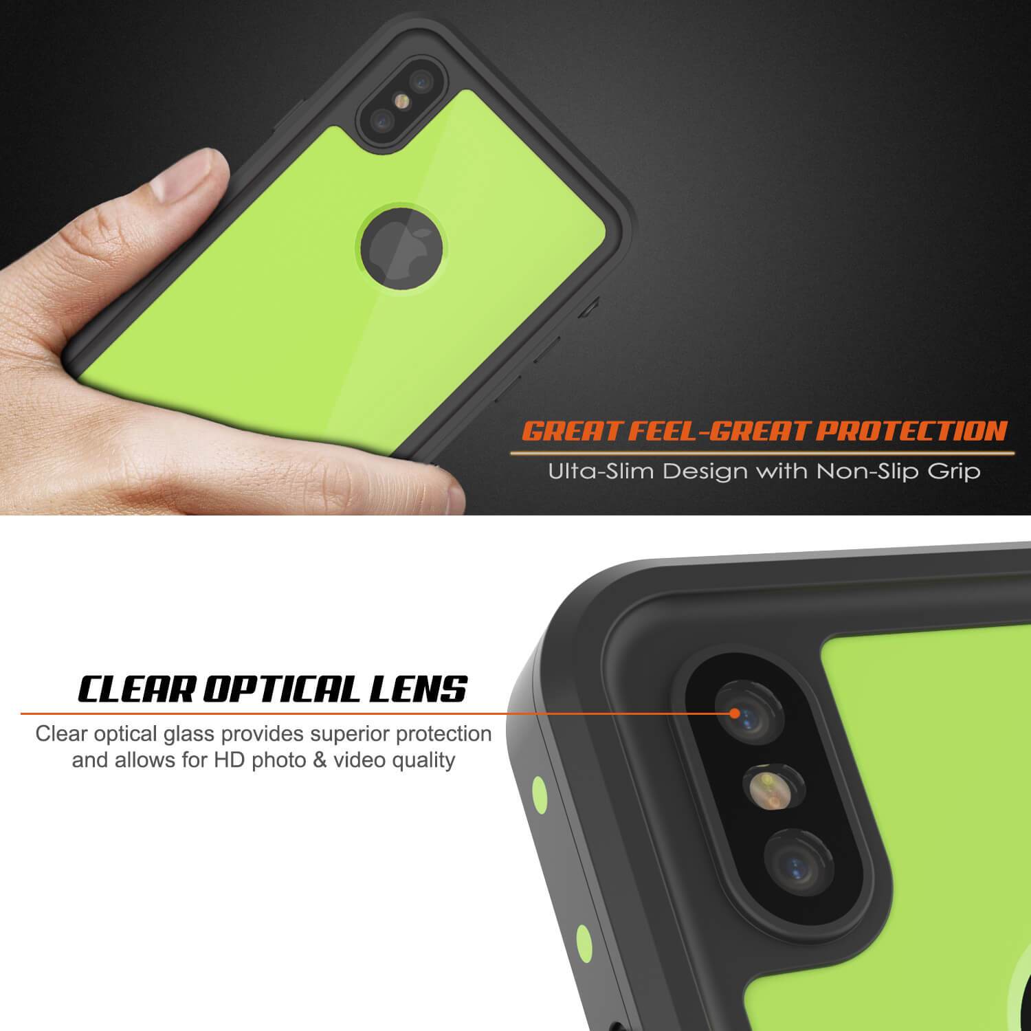 iPhone XS Waterproof IP68 Case, Punkcase [Light green] [StudStar Series] [Slim Fit] [Dirtproof]