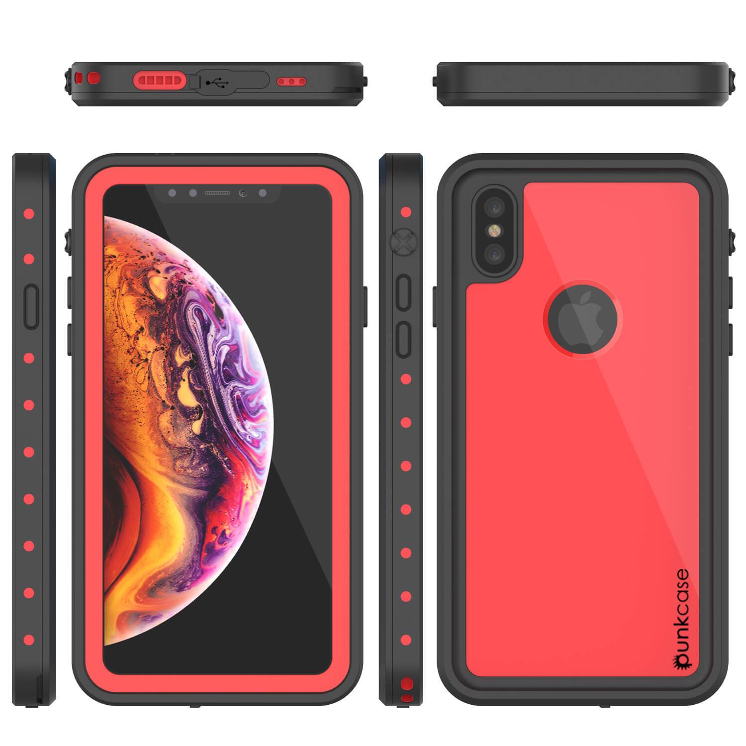 iPhone XS Waterproof IP68 Case, Punkcase [Red] [StudStar Series] [Slim Fit] [Dirtproof]
