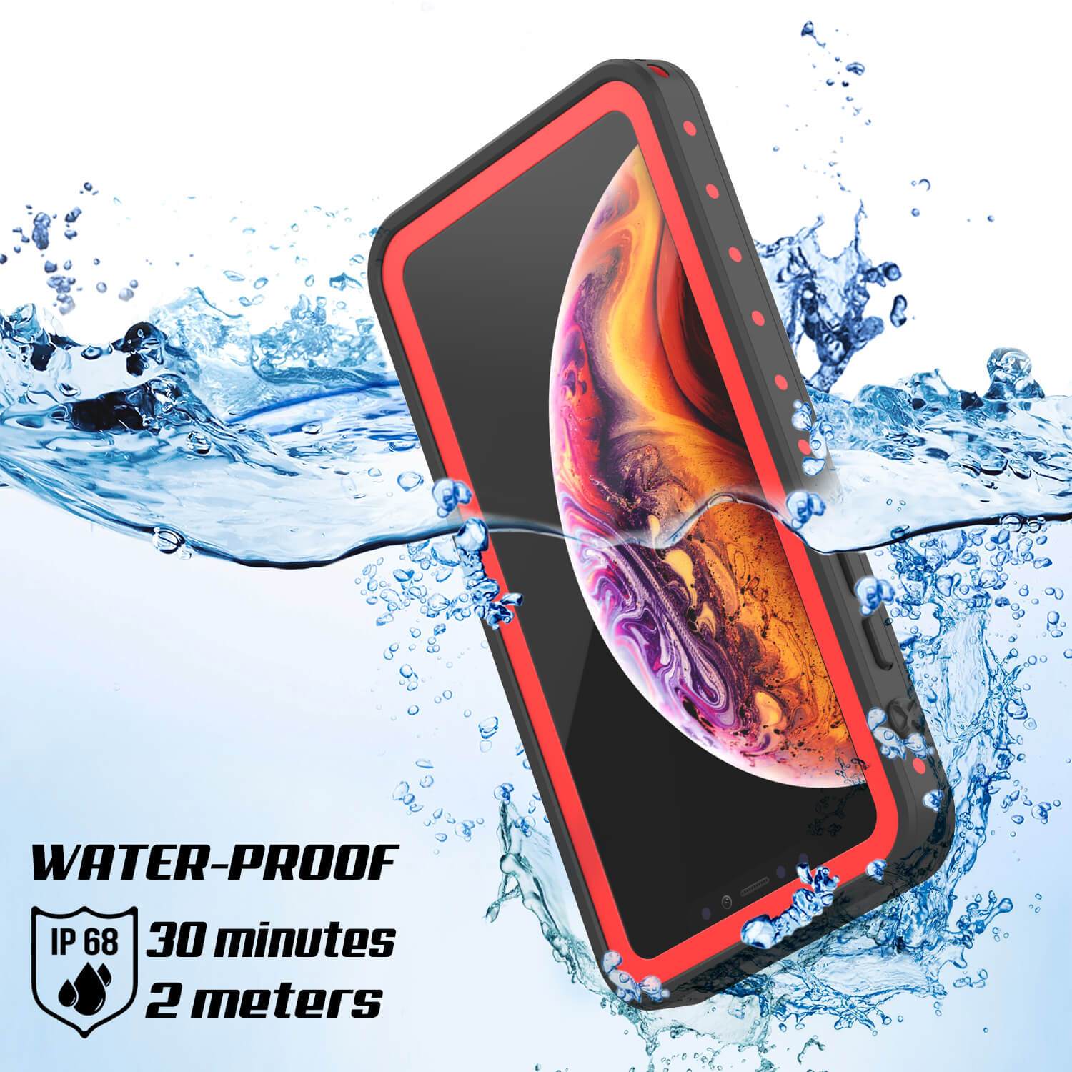 iPhone XS Waterproof IP68 Case, Punkcase [Red] [StudStar Series] [Slim Fit] [Dirtproof]
