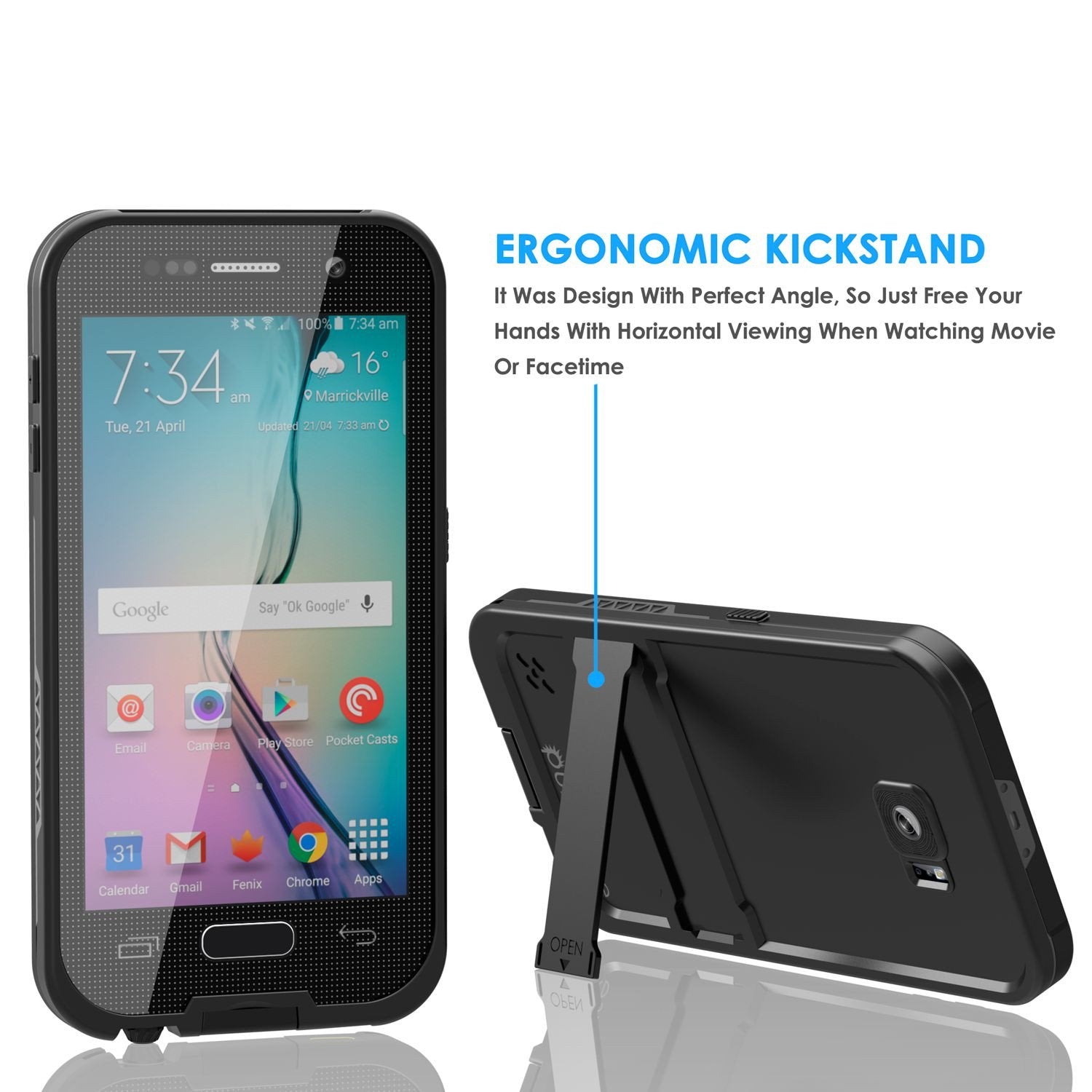 Galaxy S6 Waterproof Case, Punkcase SpikeStar Black Water/Shock/Dirt/Snow Proof | Lifetime Warranty