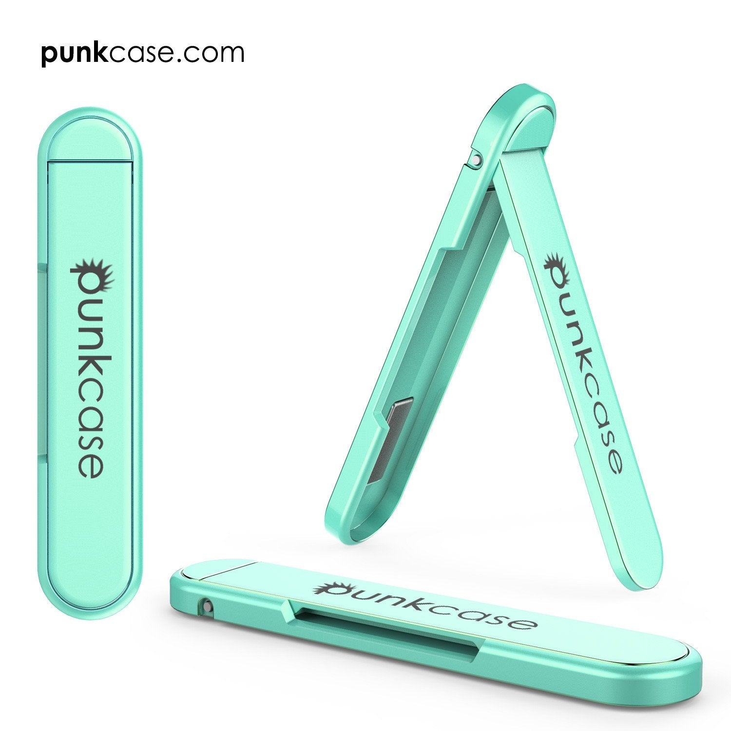 PUNKCASE FlickStick Universal Cell Phone Kickstand for all Mobile Phones & Cases with Flat Backs, One Finger Operation (Teal)