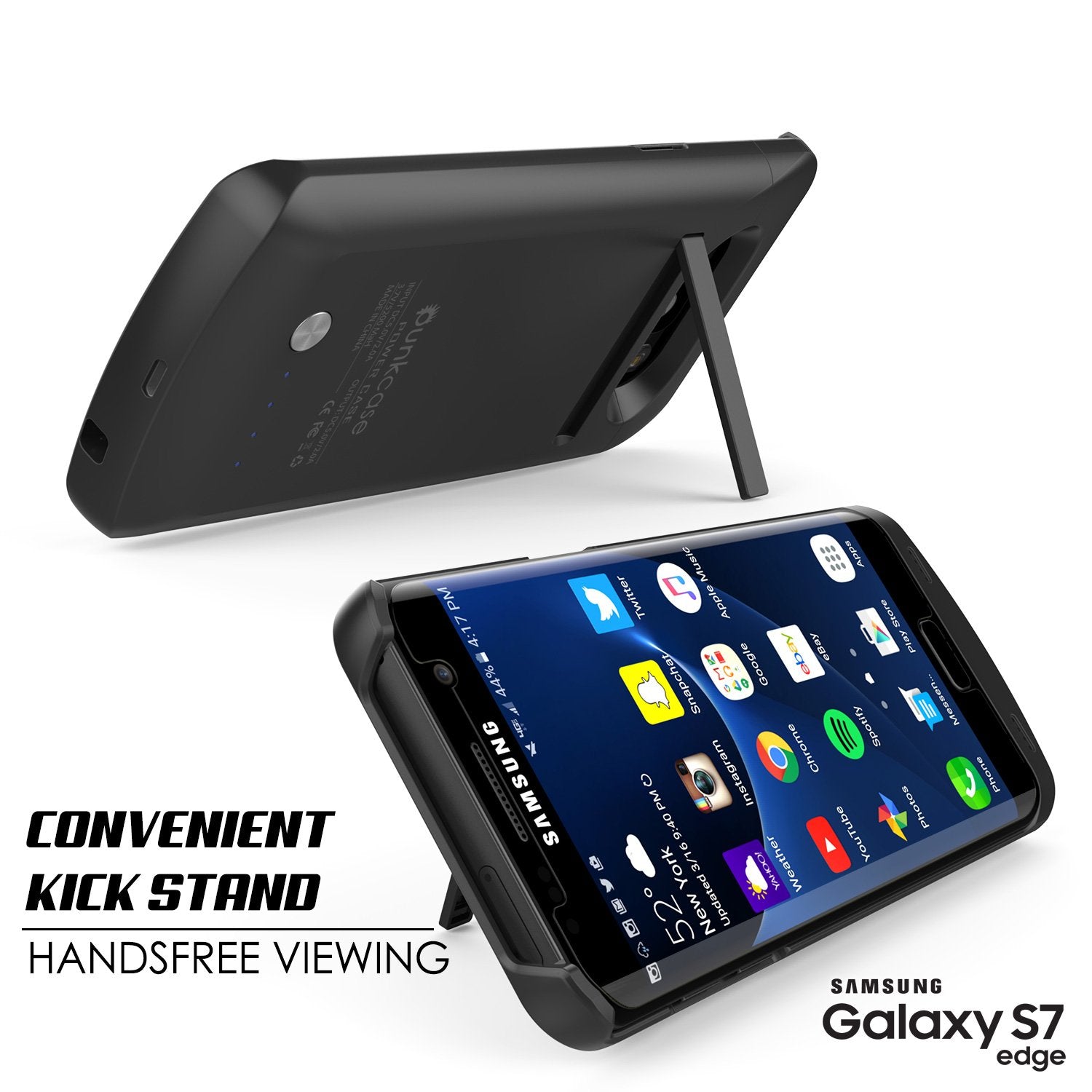 Galaxy S7 EDGE Battery Case, Punkcase 5200mAH Charger Black Case