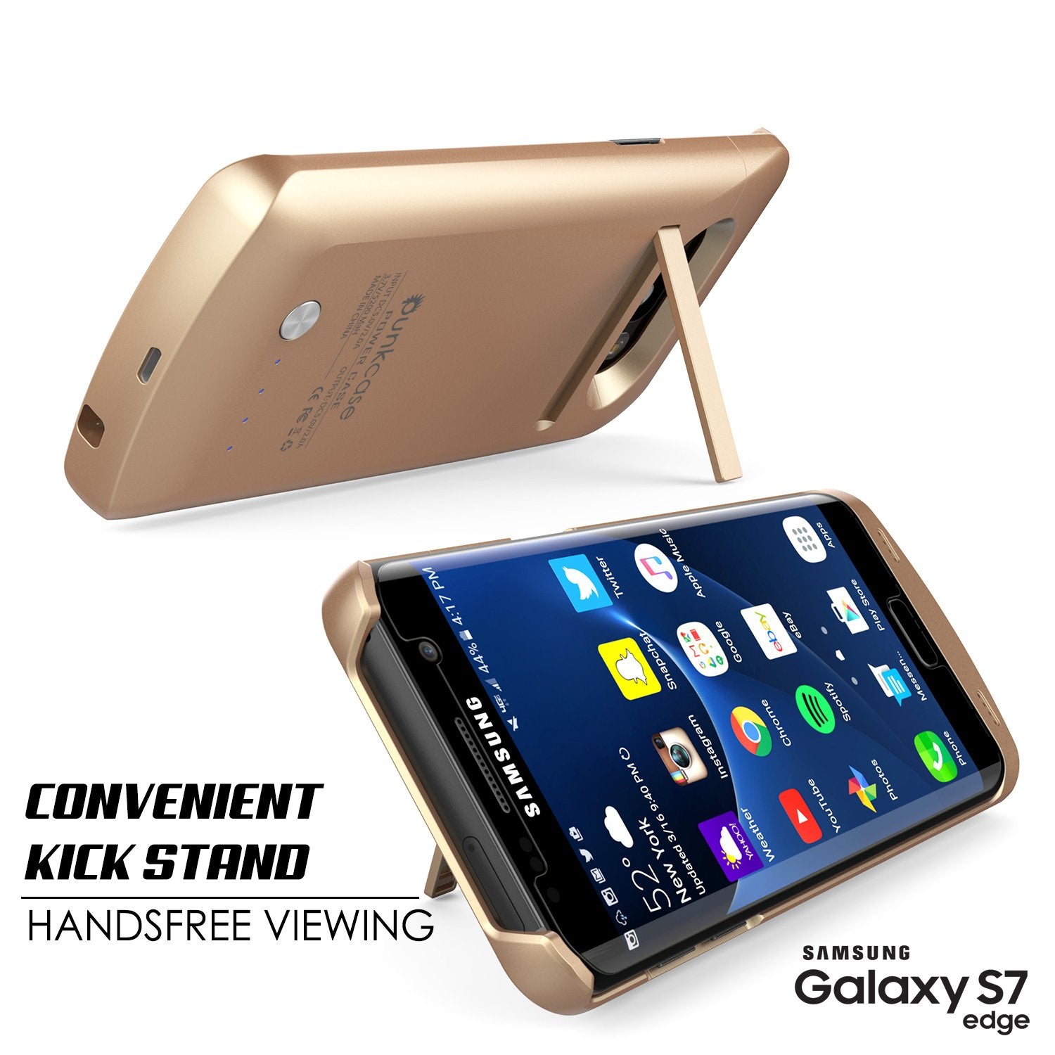 Galaxy S7 EDGE Battery Case, Punkcase 5200mAH Charger Gold Case