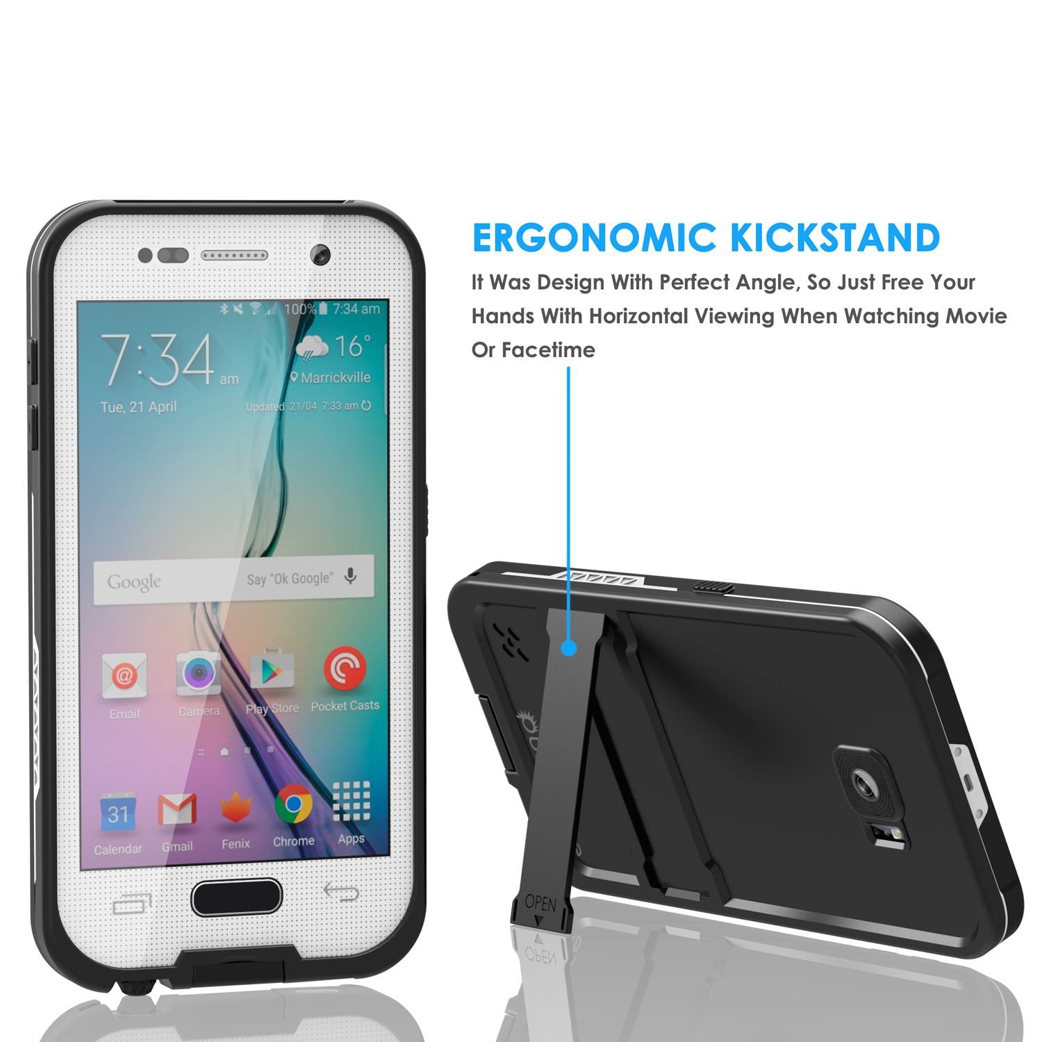 Galaxy S6 Waterproof Case, Punkcase SpikeStar White Water/Shock/Dirt/Snow Proof | Lifetime Warranty
