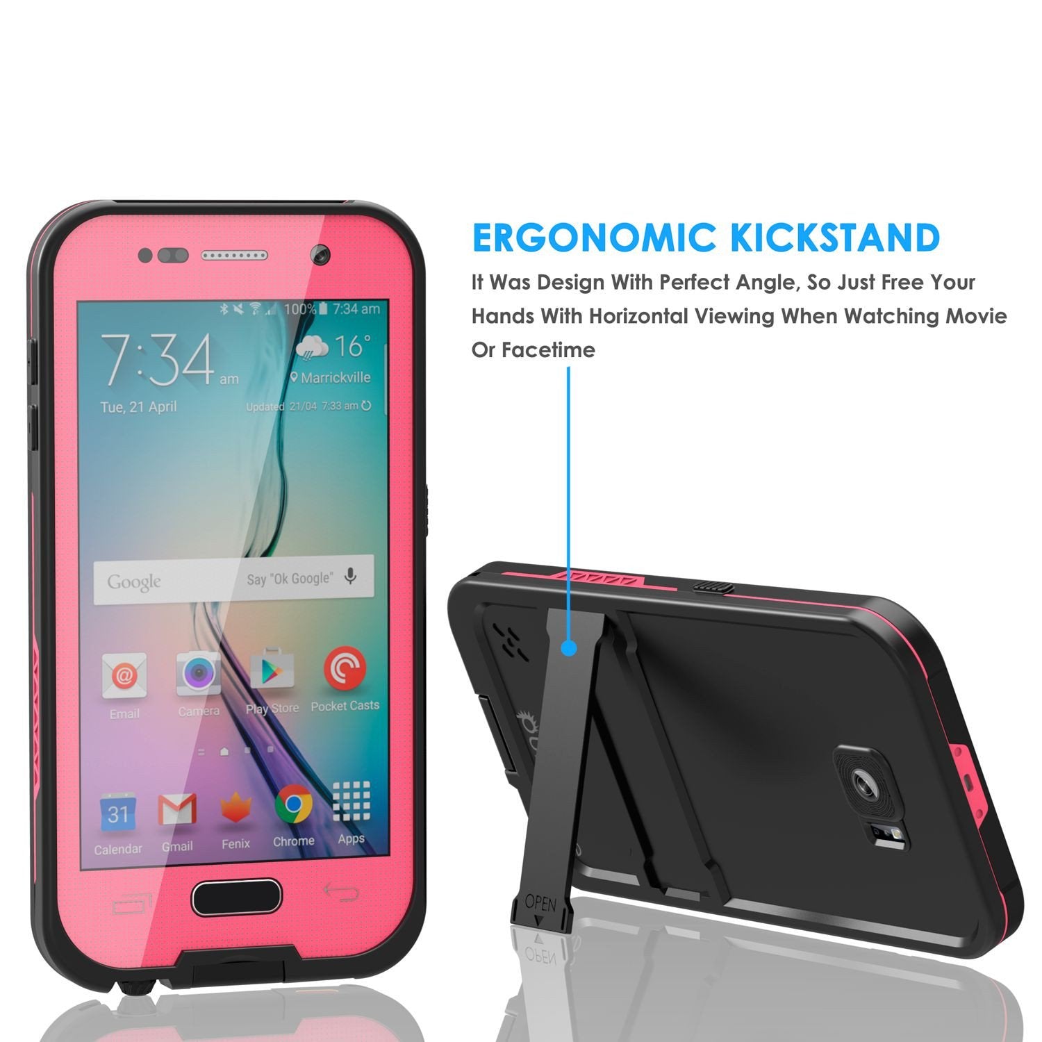 Galaxy S6 Waterproof Case, Punkcase SpikeStar Pink Water/Shock/Dirt/Snow Proof | Lifetime Warranty
