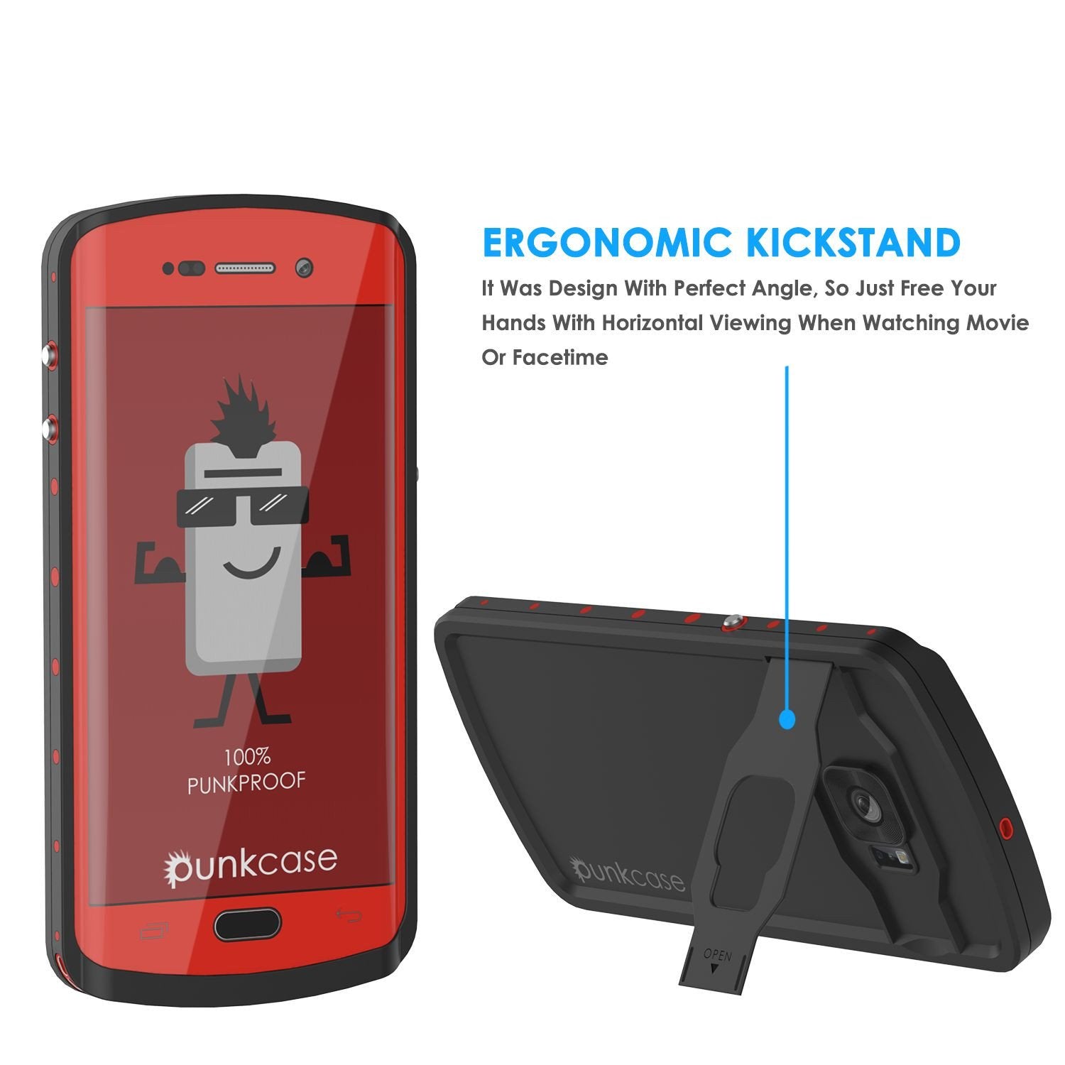 Galaxy s6 EDGE Plus Waterproof Case, Punkcase StudStar Red Water/Shock Proof | Lifetime Warranty