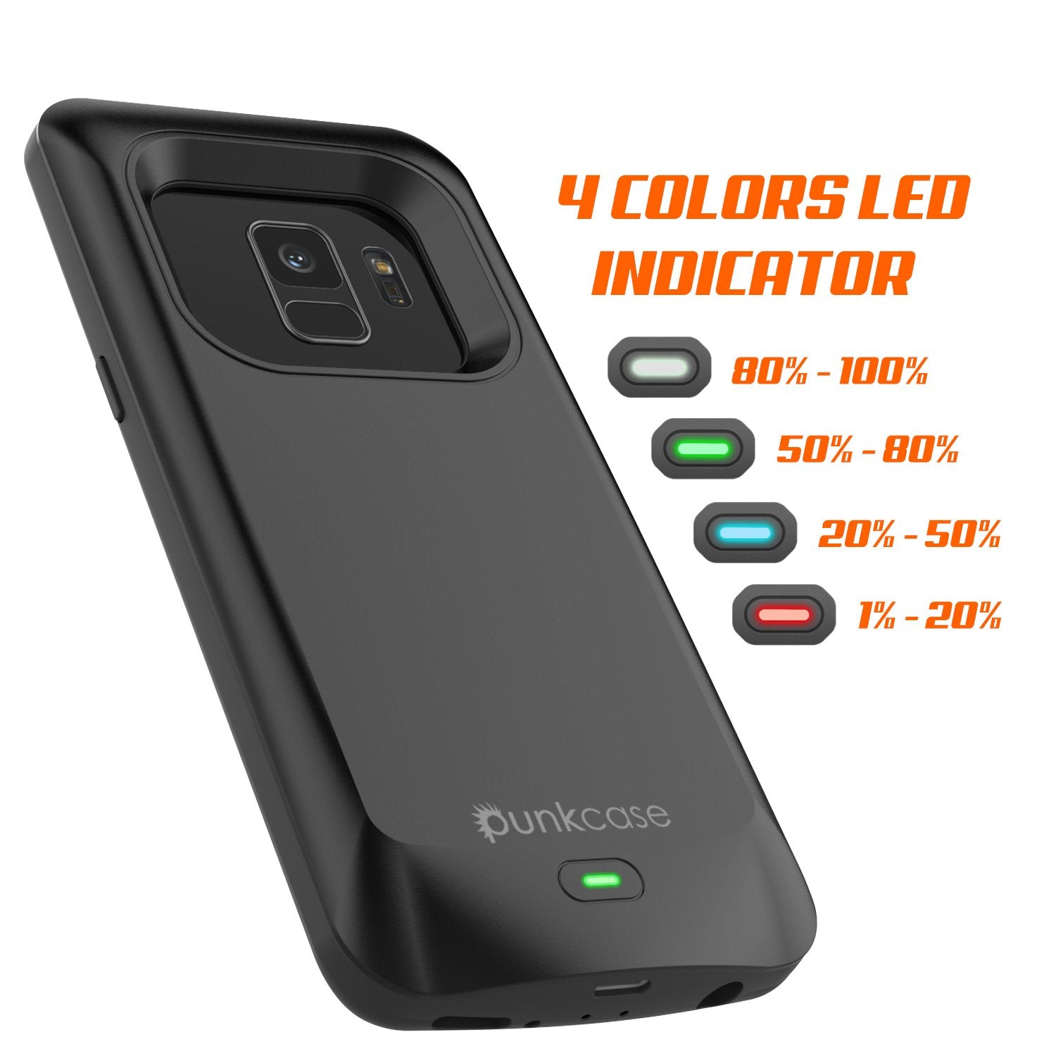 Galaxy S9 Case, PunkJuice 5000mAH Fast Charging Power Bank[Black]