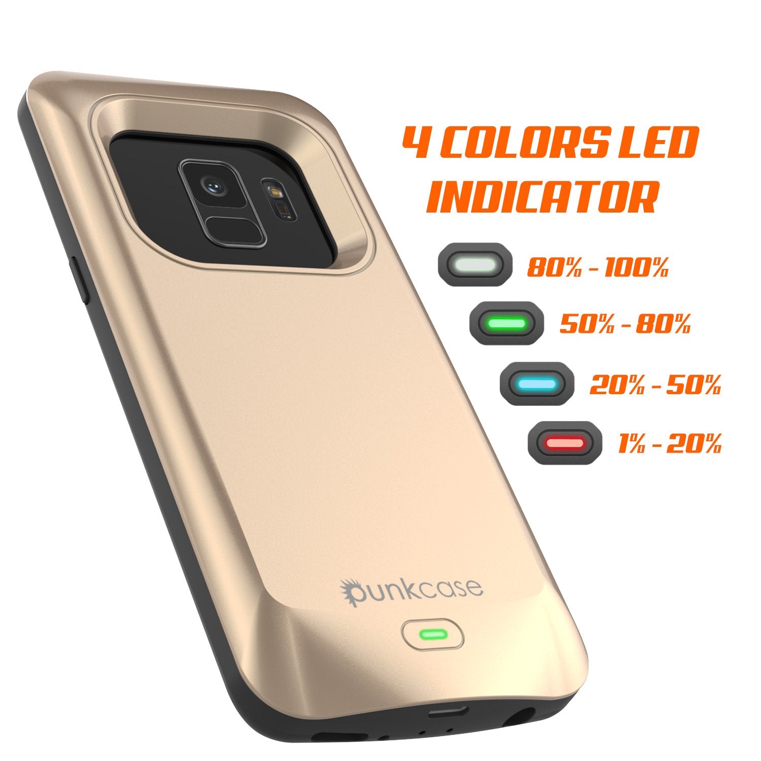 Galaxy S9 Battery Case PunkJuice 5000mAH Fast Charging Power Bank Gold