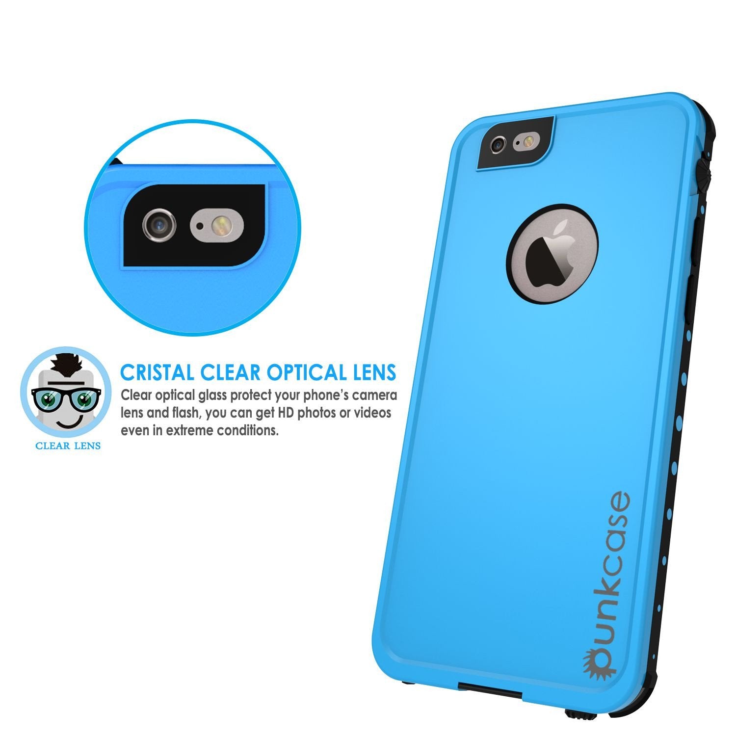 iPhone 6s/6 Waterproof Case, PunkCase StudStar Light Blue w/ Attached Screen Protector | Warranty