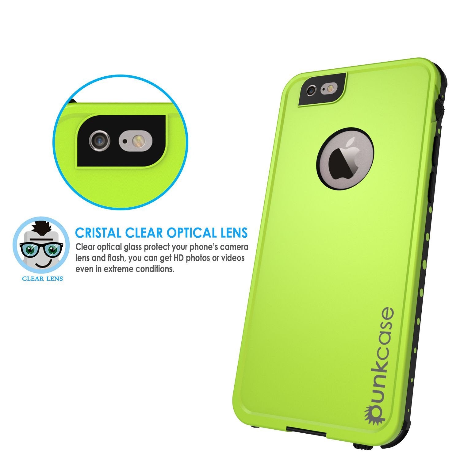 iPhone 6S+/6+ Plus Waterproof Case, PUNKcase StudStar Light Green w/ Attached Screen Protector