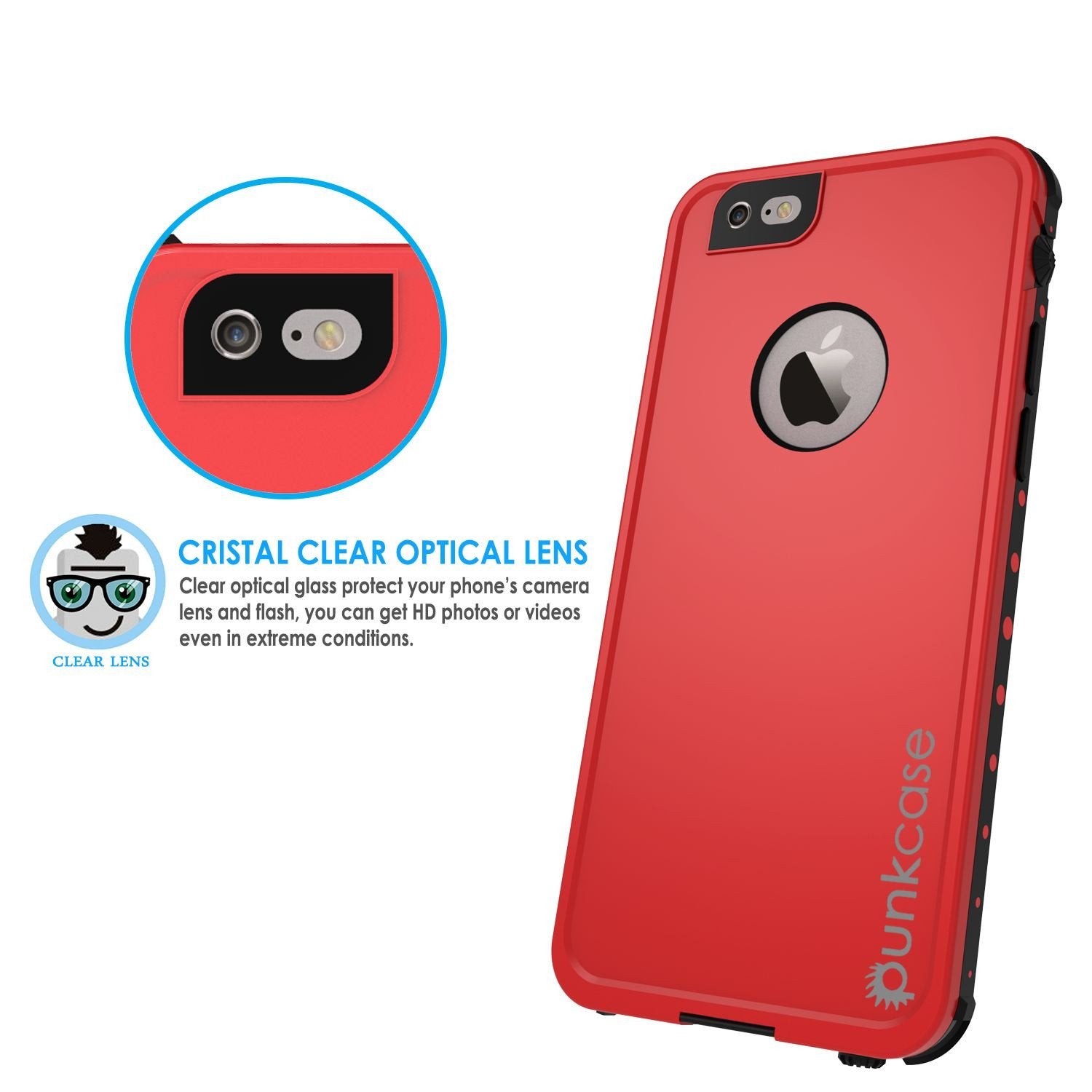 iPhone 6s/6  Waterproof Case, PunkCase StudStar Red w/ Attached Screen Protector | Lifetime Warranty