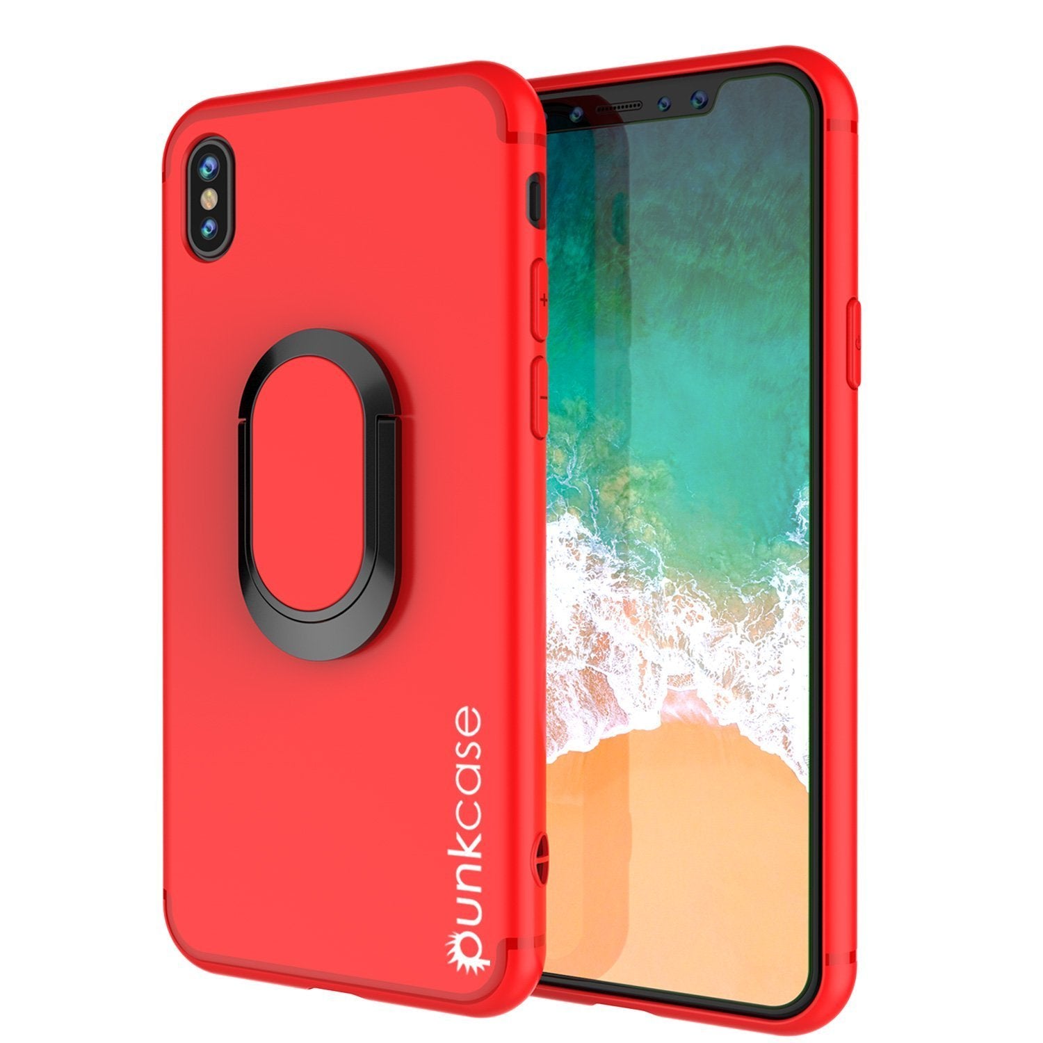 iPhone X Punkcase, Magnetix Protective TPU Case W/ Kickstand, [Red]