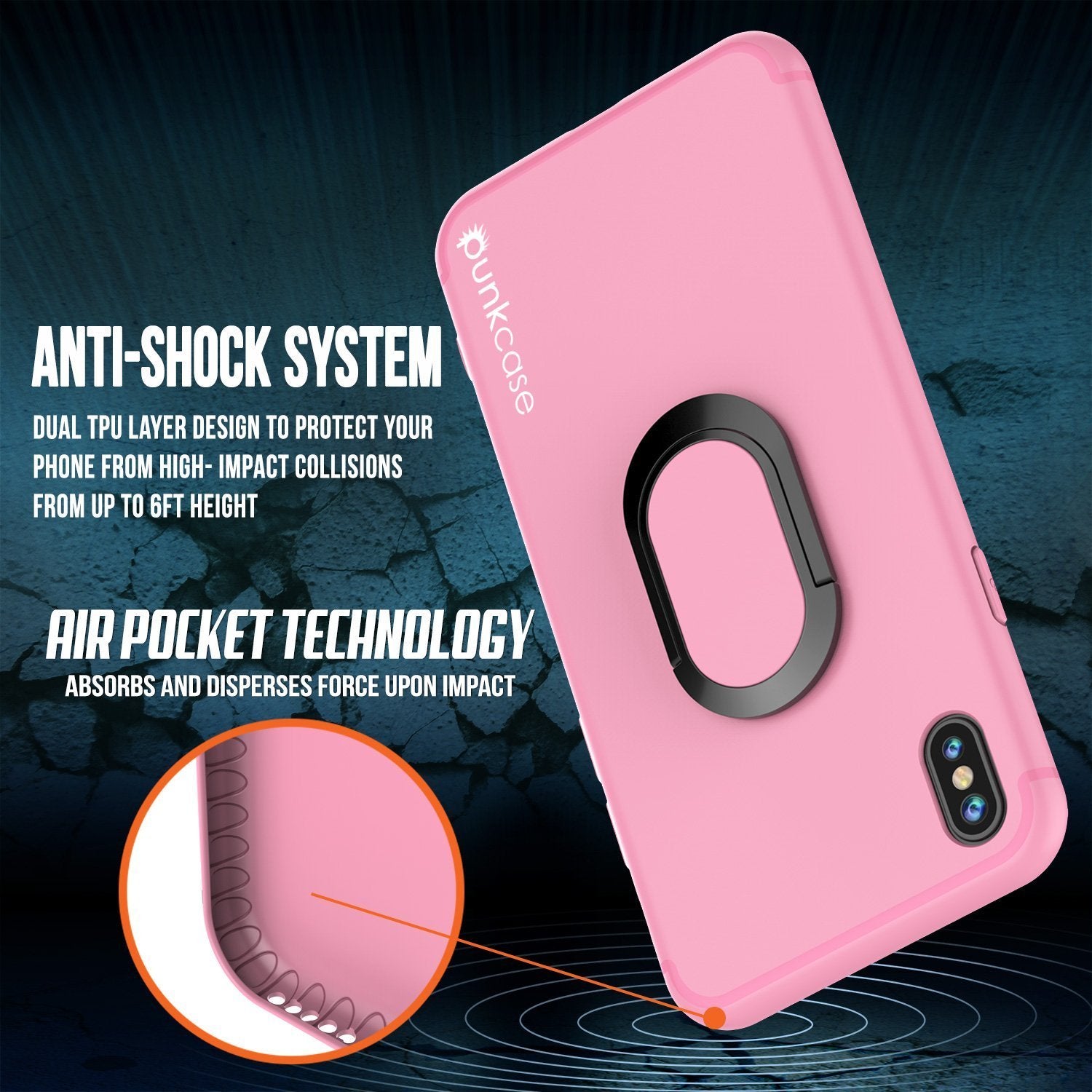 iPhone X Punkcase, Magnetix Protective TPU Case W/ Kickstand, [pink]