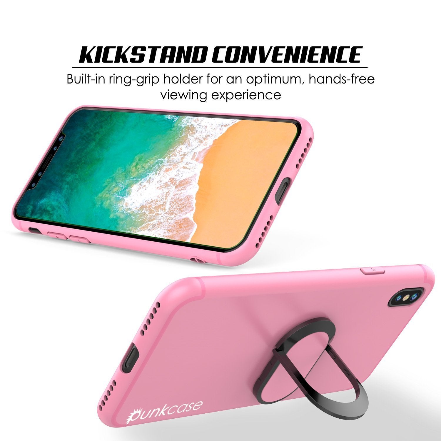 iPhone X Punkcase, Magnetix Protective TPU Case W/ Kickstand, [pink]