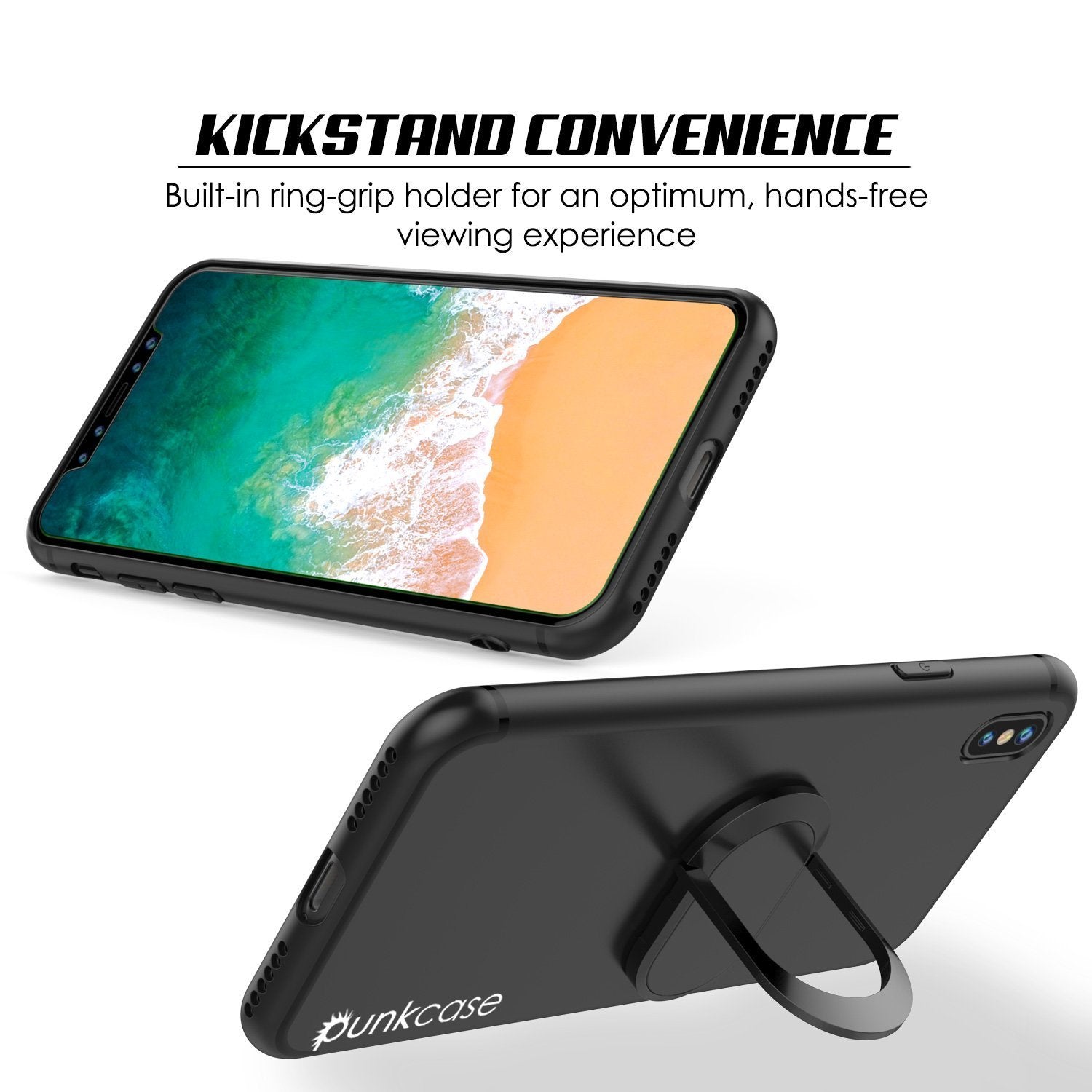 iPhone X Punkcase, Magnetix Protective TPU Case W/ Kickstand, [Black]